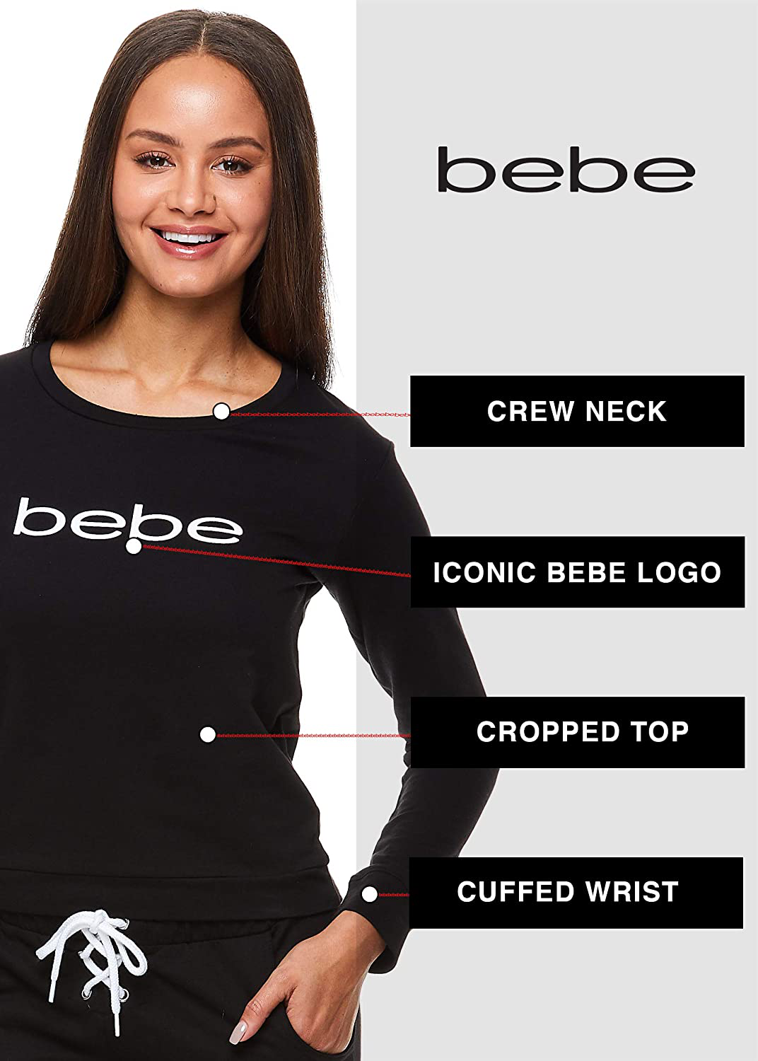 bebe Womens Cuffed Long Sleeve Shirt and Skinny Lounge Pajama Pants Sleep Set Apparel & Accessories > Clothing > Sleepwear & Loungewear > Pajamas bebe