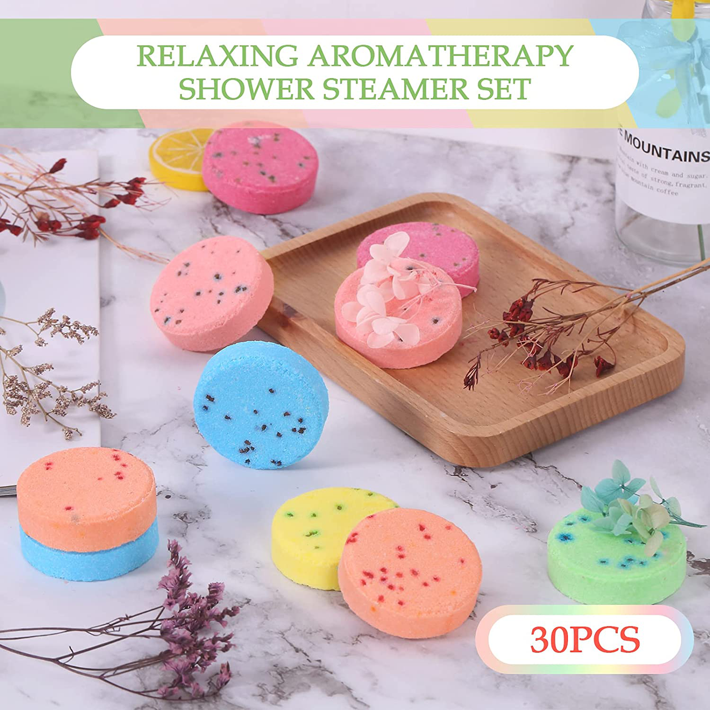 Shower Steamers, 30PCS Natural Aromatherapy Shower Steamers, Vaporizing Steam Spa Experience, Shower Bombs with Essential Oils for Relaxation, Enjoy Spa at Home - Family Pack, Gift for Men and Women Arts & Entertainment > Party & Celebration > Gift Giving leoce
