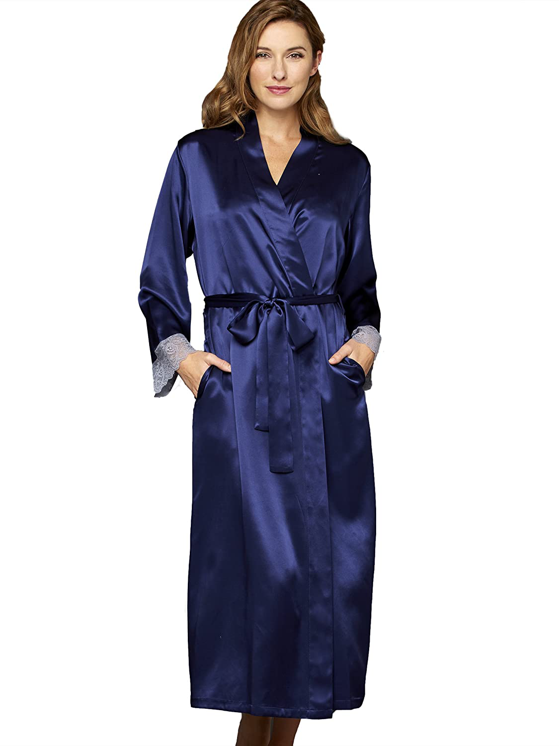 Julianna Rae Women'S Tivoli Allura Silk Robe Apparel & Accessories > Clothing > Sleepwear & Loungewear > Robes Julianna Rae Midnight Large-X-Large