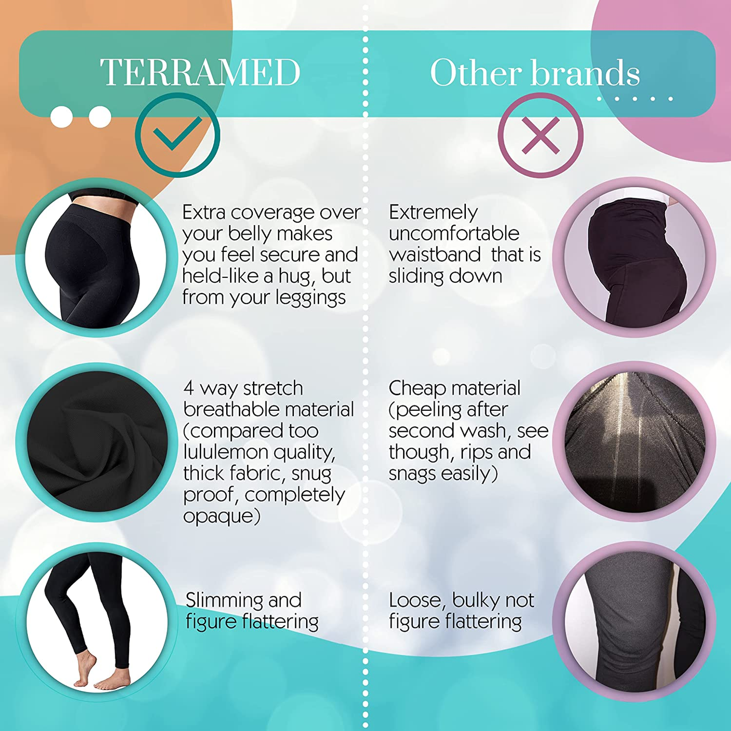 Maternity Leggings Active Wear over the Bump Pants Pregnancy Shaping over the Belly Postpartum Breastfeeding Apparel & Accessories > Clothing > Underwear & Socks > Shapewear Terramed Just Think Comfort