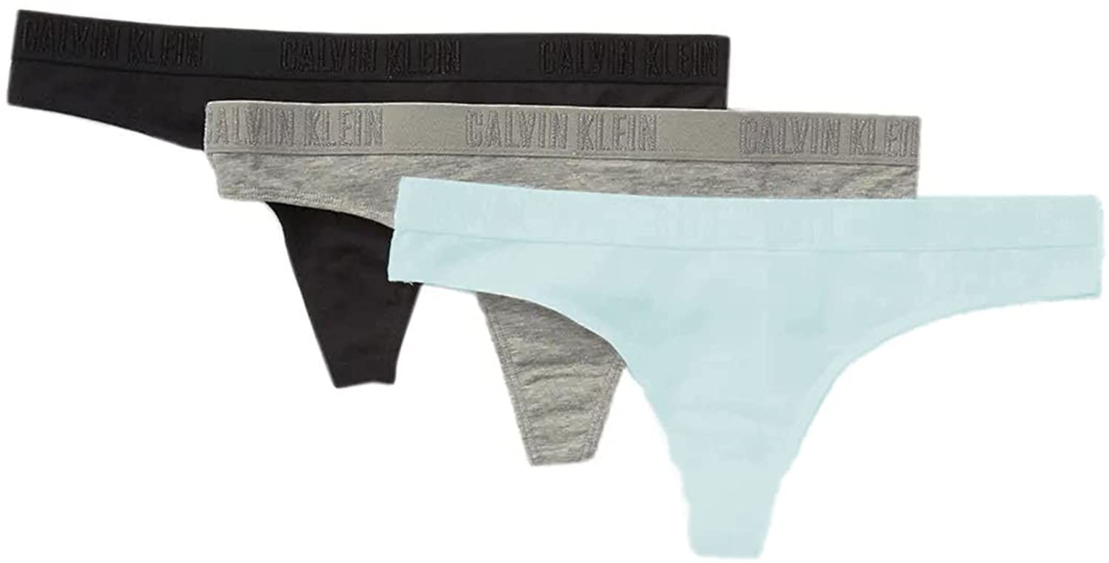 Calvin Klein Women's Carousel Logo Cotton Thong Panty Apparel & Accessories > Clothing > Underwear & Socks > Underwear Calvin Klein Black(qp2000-003)/Blue/Grey 3 Small