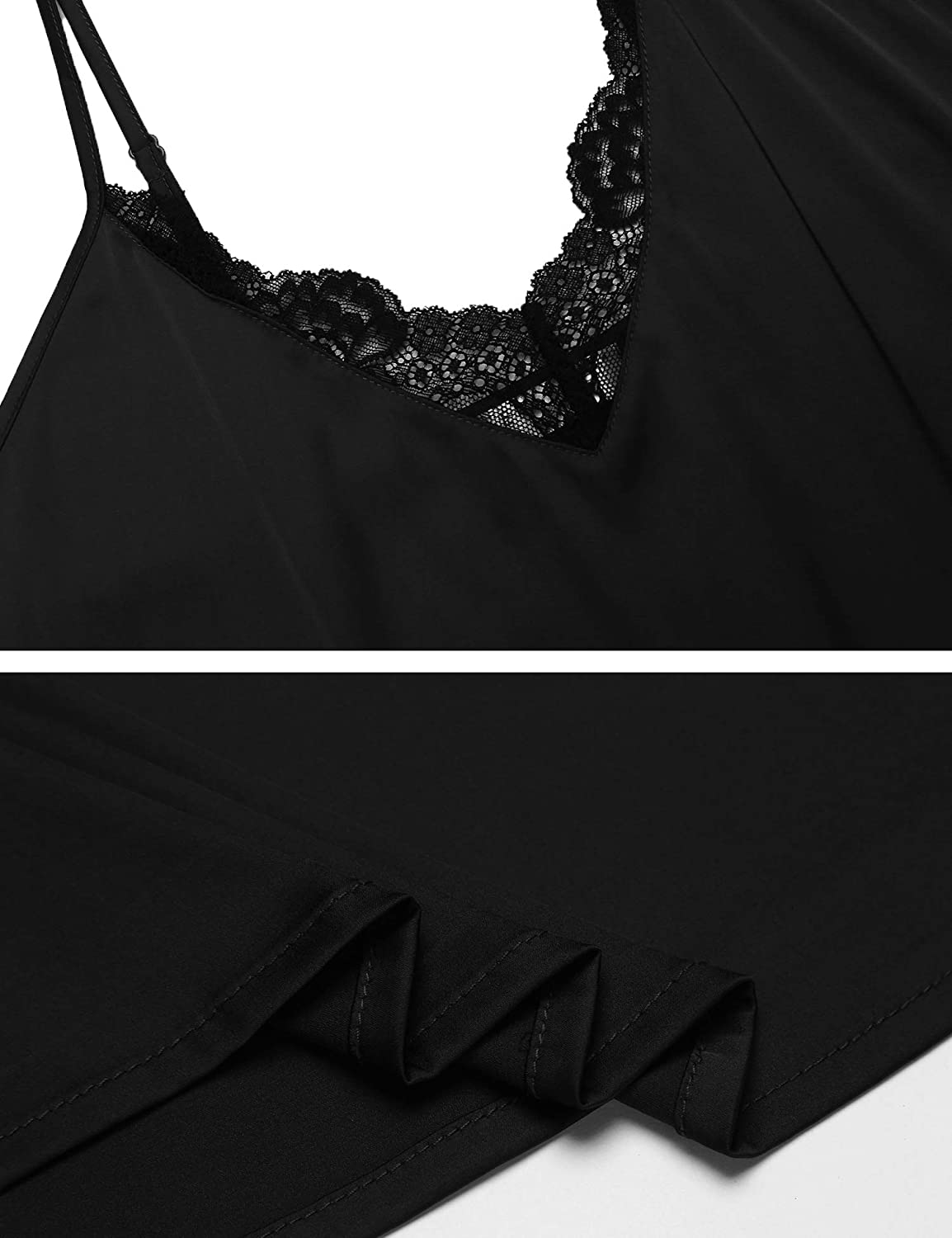 Ekouaer Sleepwear Womens Sexy Lingerie Satin Pajamas Cami Shorts Set V Neck Nightwear Adjustable Black Apparel & Accessories > Clothing > Sleepwear & Loungewear Kylie Max