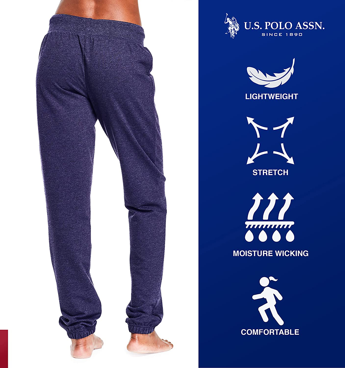 U.S. Polo Assn. Essentials Womens French Terry Joggers – Sweatpants for Women Apparel & Accessories > Clothing > Activewear Kylie Max