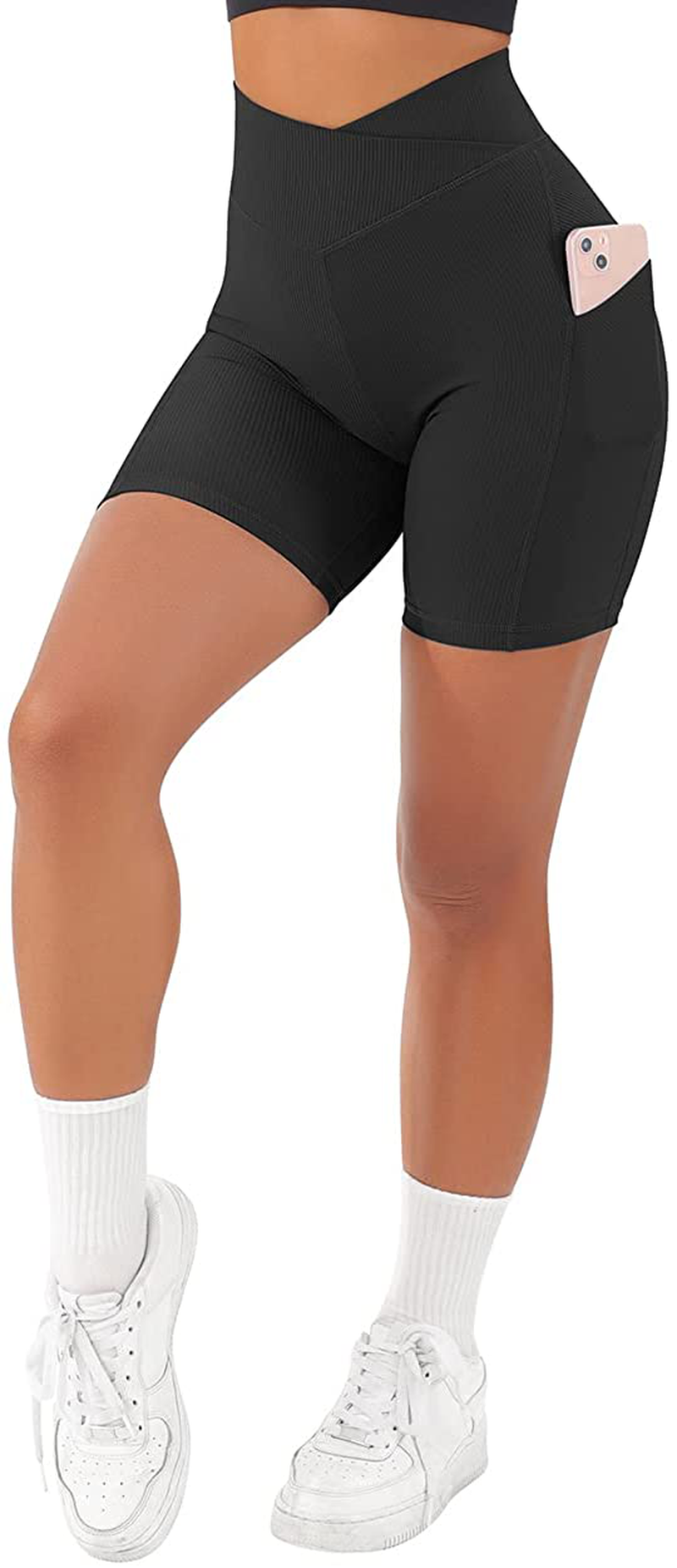 SUUKSESS Women Cross Workout Shorts with Pockets 5" High Waist Booty Biker Short Apparel & Accessories > Clothing > Shorts Kylie Max