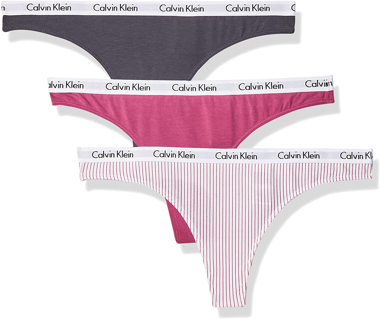 Calvin Klein Women's Signature Logo Cotton Thong Apparel & Accessories > Clothing > Underwear & Socks > Underwear Calvin Klein Soot/Red Violet/Red Violet Stripe 1 Medium