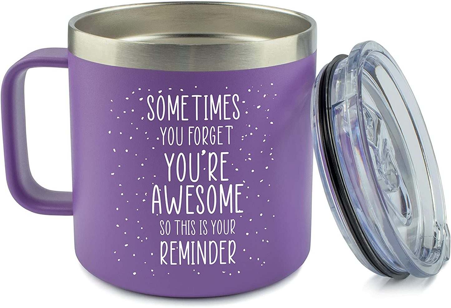 Inspirational Gifts for Women –Stainless Steel Coffee Purple Mug/Tumbler 14oz “Sometimes You Forget You’re Awesome” – Gift Idea for Proud of You, Cheer Up, Coworker, Motivational, Best Friend, Her Arts & Entertainment > Party & Celebration > Gift Giving KLUBI