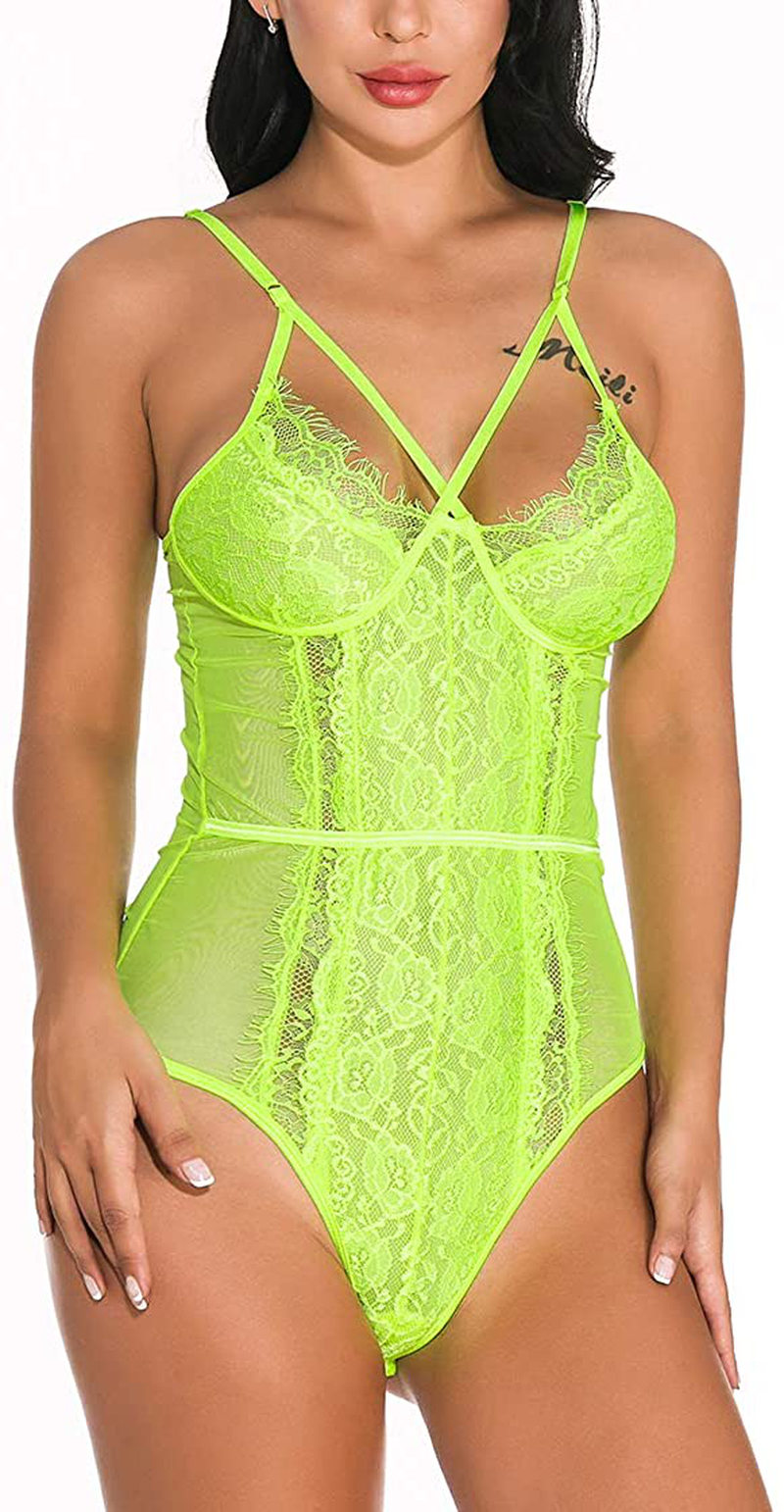 WADAYUYU Women Sexy Lace Teddy Lingerie Adjustable Straps Bodysuit One Piece Babydoll Bridal Lingerie Apparel & Accessories > Clothing > Underwear & Socks > Lingerie WADAYUYU