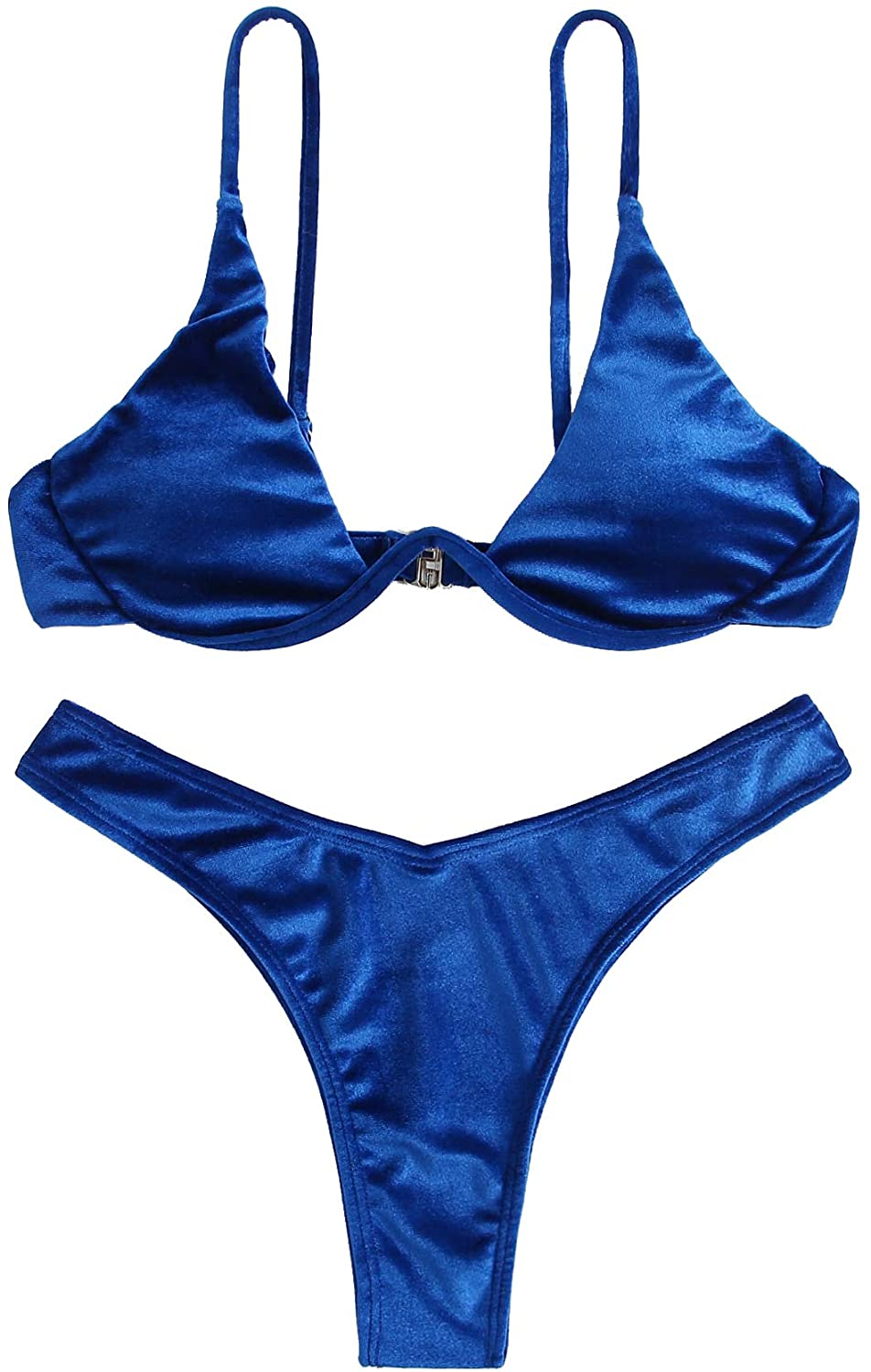 Verdusa Women'S Sexy Triangle Bathing Two Pieces Swimsuit Bikini Set Apparel & Accessories > Clothing > Underwear & Socks > Underwear Verdusa Blue Velvet Medium