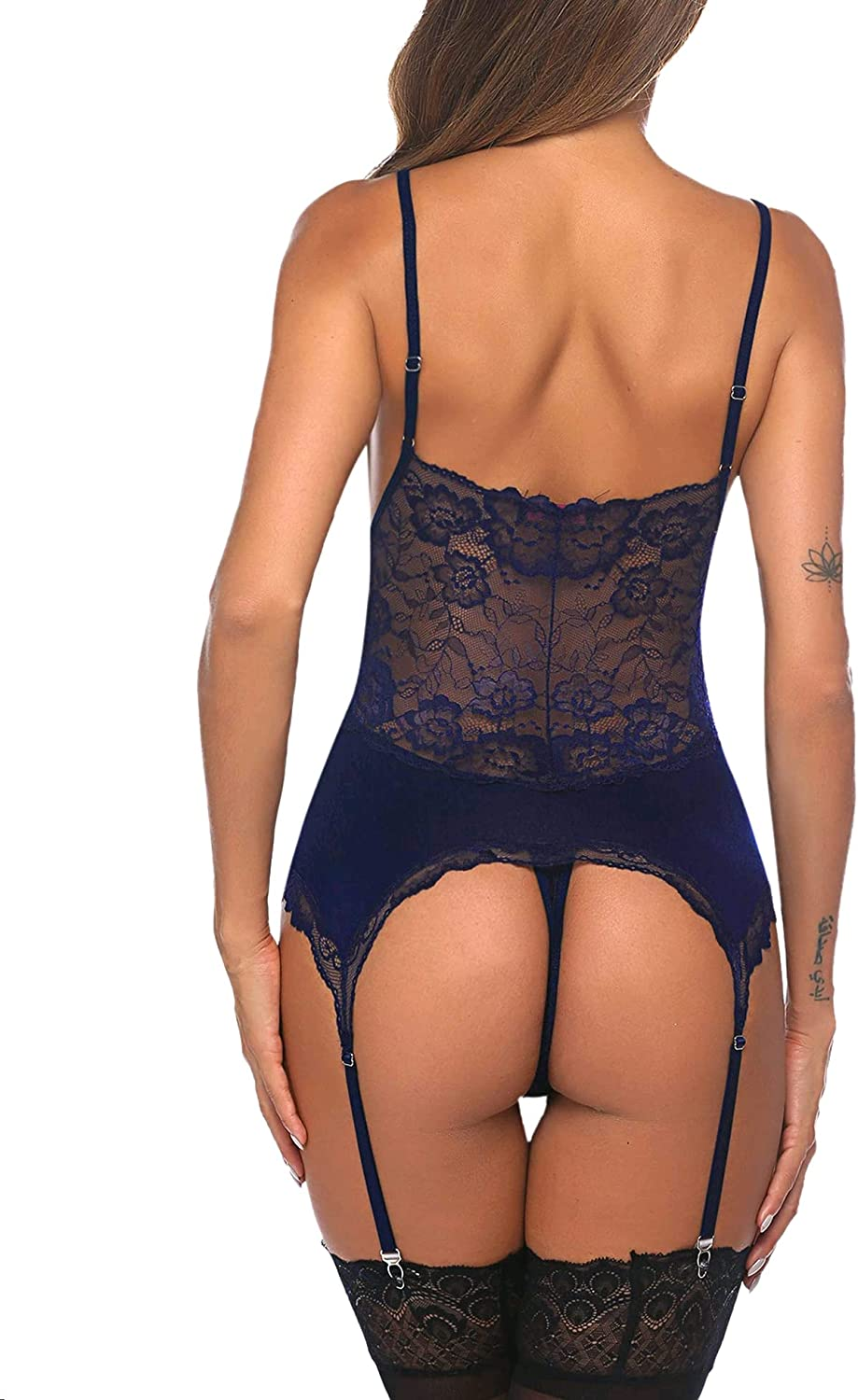 Avidlove Women Chemise Lingerie Set with Garter Belts Lace Babydoll Teddy Nightwear Outfit Apparel & Accessories > Clothing > Underwear & Socks > Lingerie Avidlove