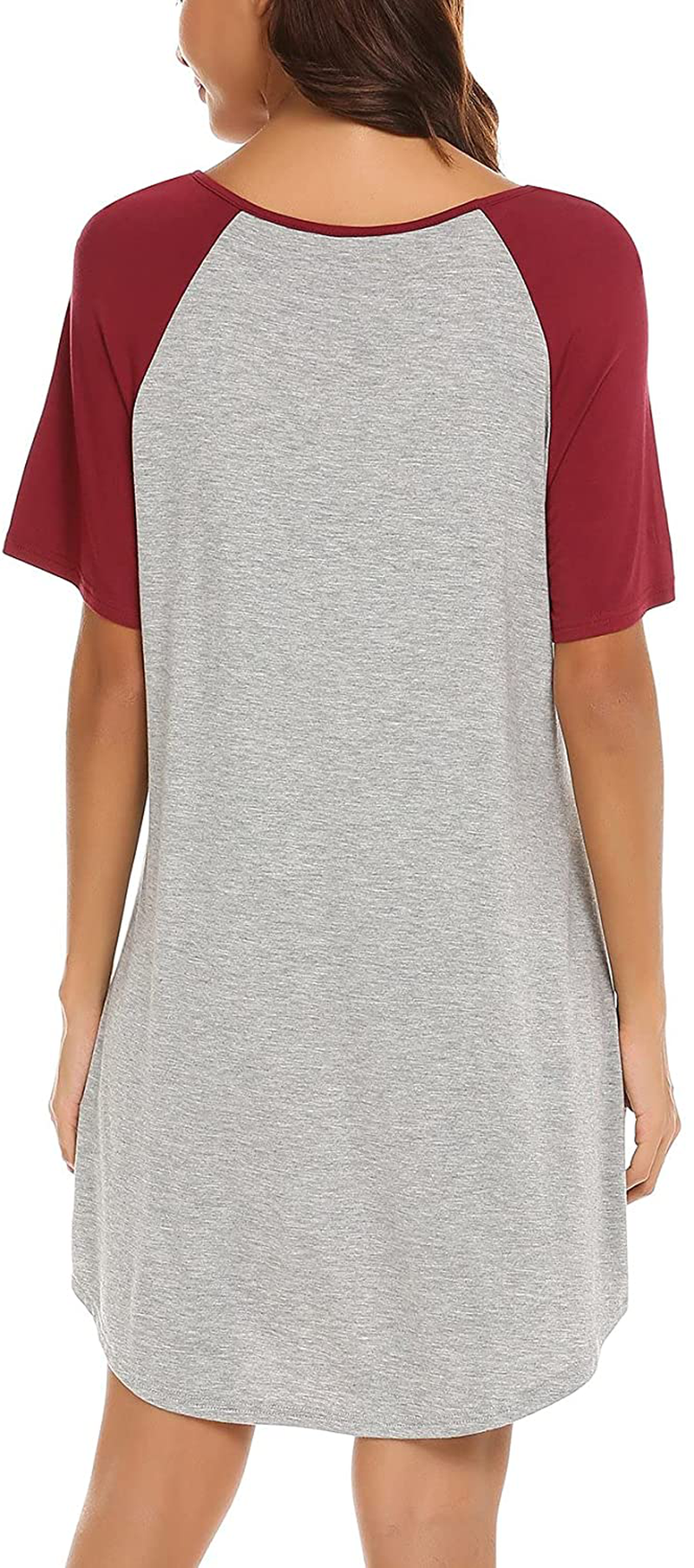 Ekouaer Short Sleeve Nightgown Raglan Sleepshirt Color Block Nightshirt Lounge Dress Casual Sleepwear for Women Apparel & Accessories > Clothing > Sleepwear & Loungewear > Nightgowns Kylie Max