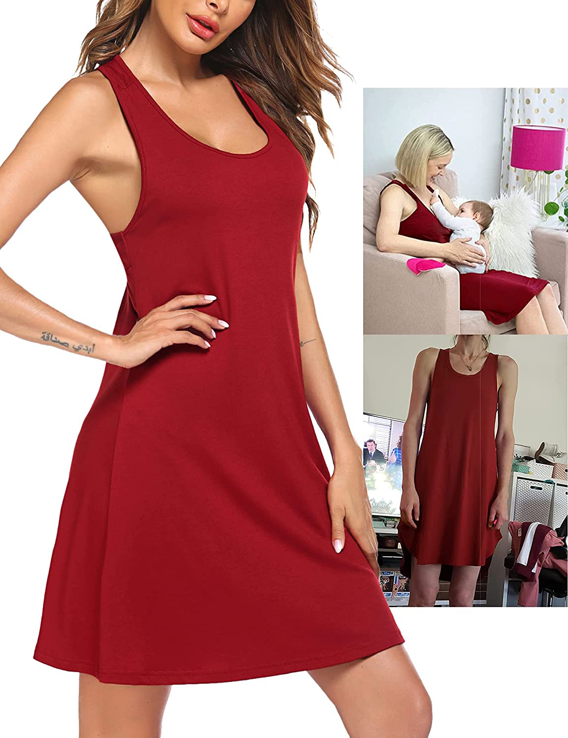Avidlove Sleepwear for Women Tank Nightgown Chemise Racerback Sleeveless Sleep Dress Apparel & Accessories > Clothing > Sleepwear & Loungewear > Nightgowns Kylie Max