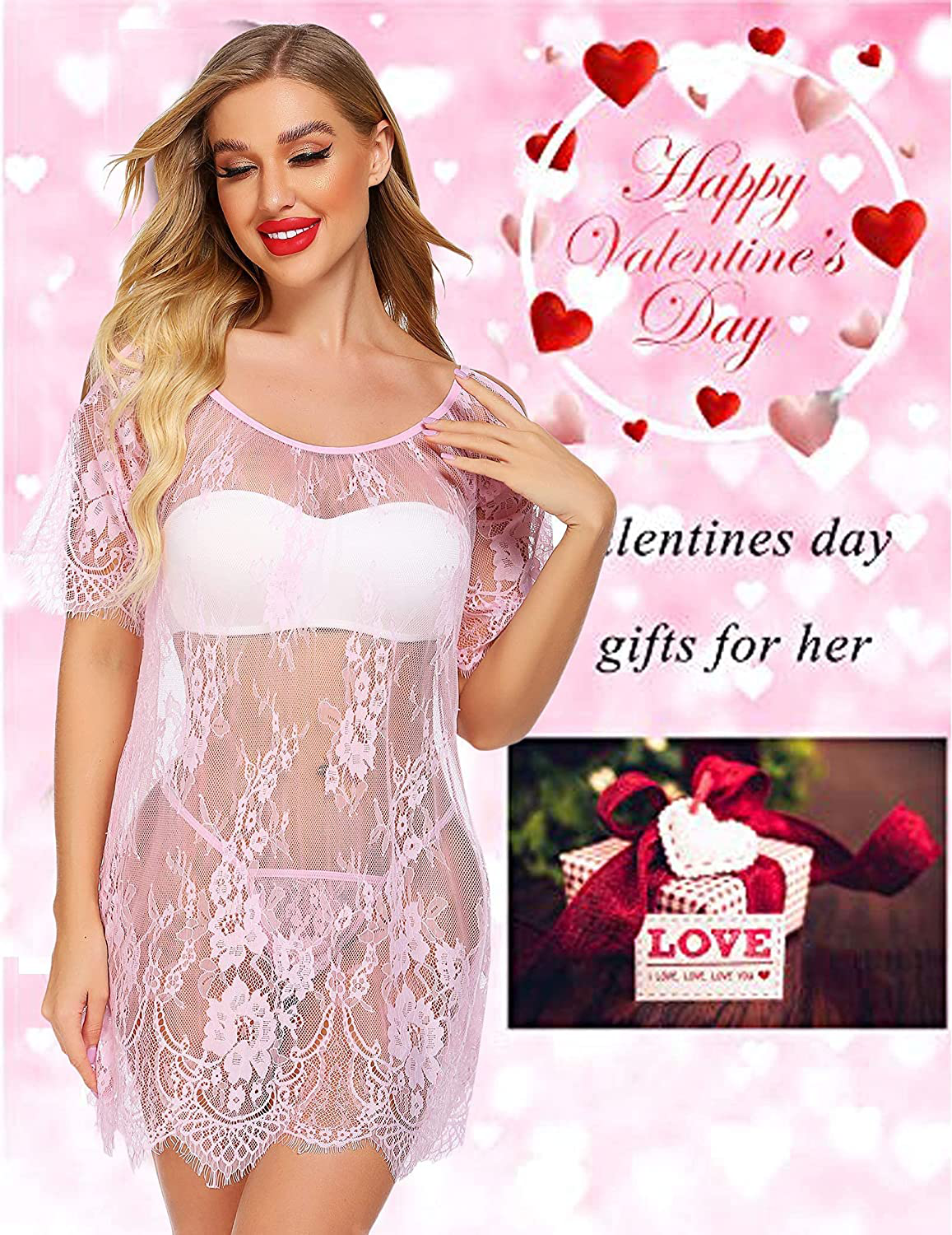 Avidlove Women Chemises Lace Smock Lingerie Mini Babydoll Lingerie Sleepwear S-4XL Apparel & Accessories > Clothing > Underwear & Socks > Lingerie Kylie Max