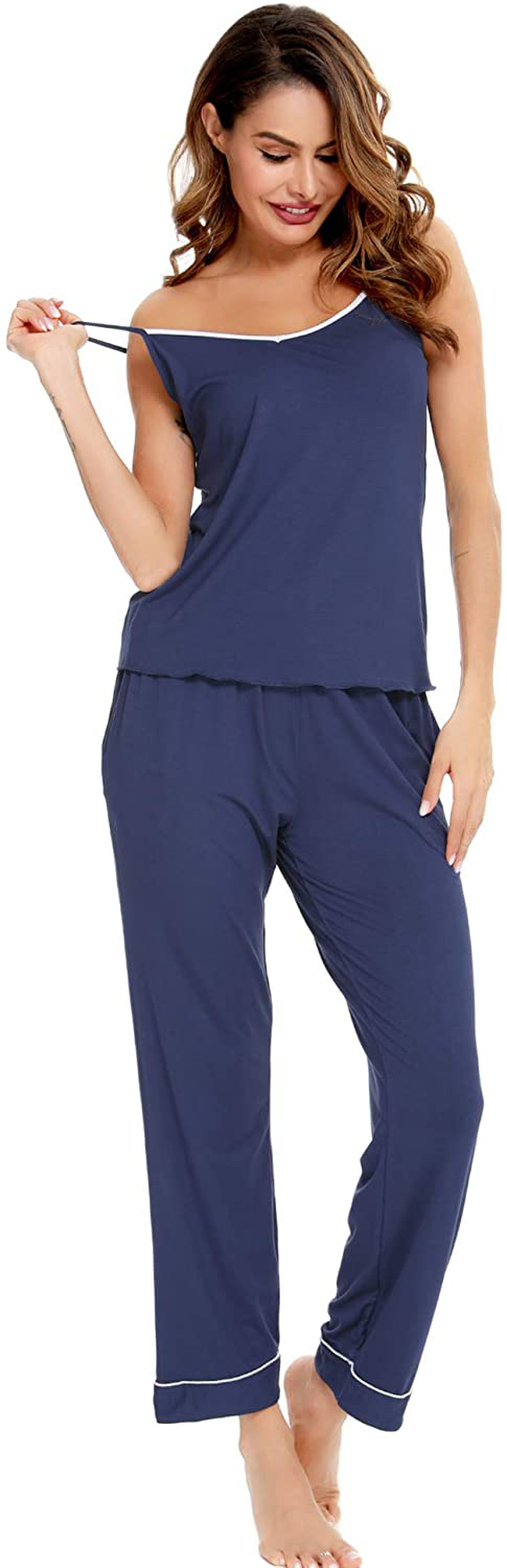 Lecgee Women'S Pajamas Set V-Neck Two Piece Sleepwear Spaghetti Strap Sleeveless Nightwear Apparel & Accessories > Clothing > Sleepwear & Loungewear Kylie Max