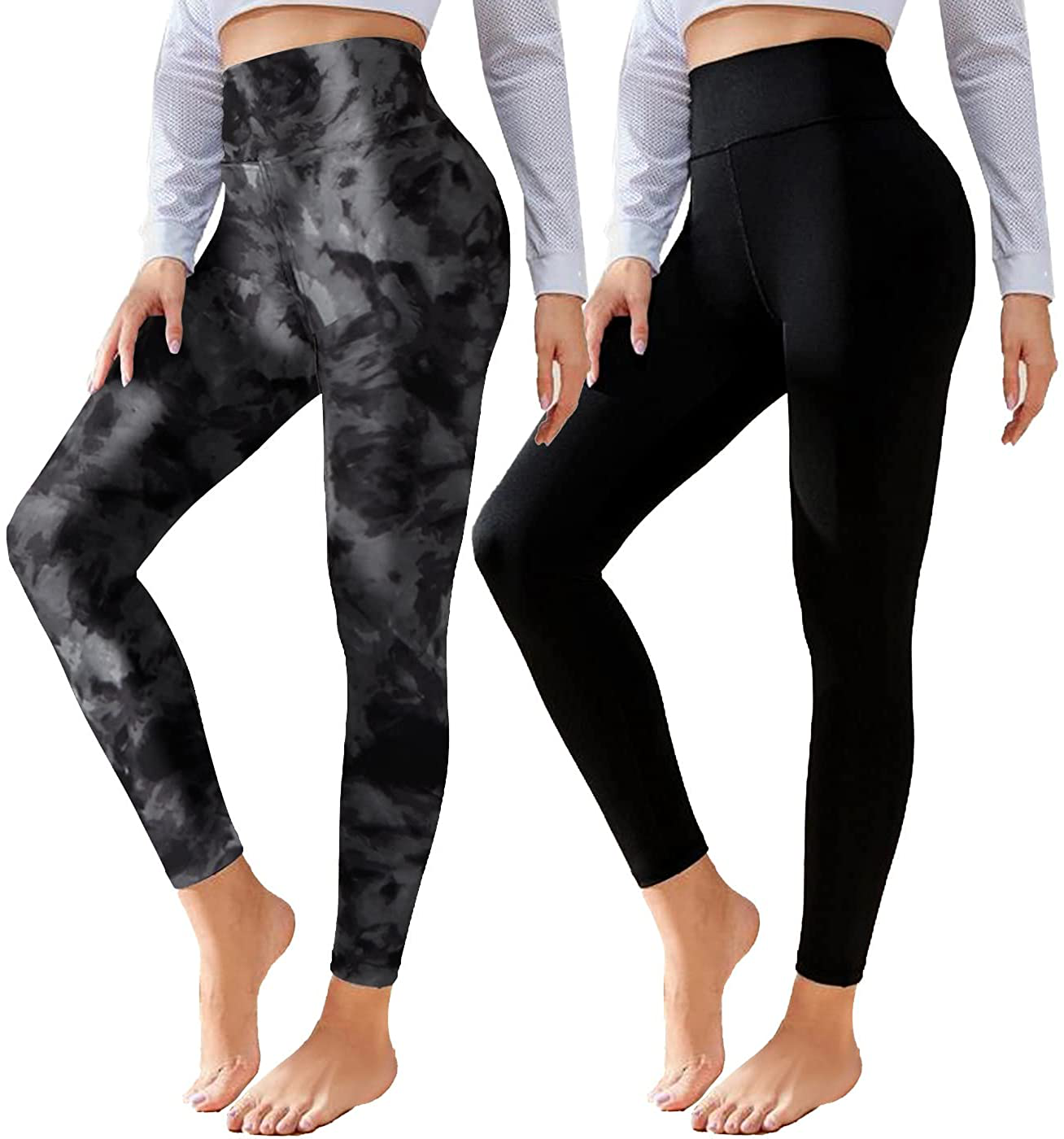 CTHH 2 Pack Leggings for Women-High Waisted Tummy Control Workout Running Black Yoga Pants Apparel & Accessories > Clothing > Activewear CTHH L-2pack(black,dyeing) Large-X-Large