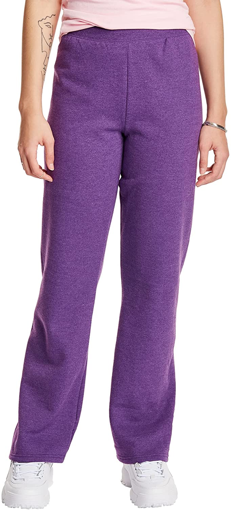 Hanes Women'S Ecosmart Open Bottom Leg Sweatpants Apparel & Accessories > Clothing > Underwear & Socks > Lingerie Hanes Violet Splendor Heather Large