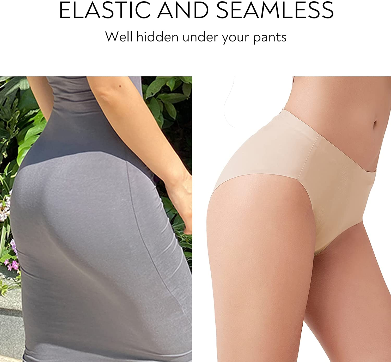 Fallsweet No Show Underwear for Women Seamless High Cut Briefs Mid-Waist Soft No Panty Lines,Pack of 5 Apparel & Accessories > Clothing > Underwear & Socks > Underwear FallSweet