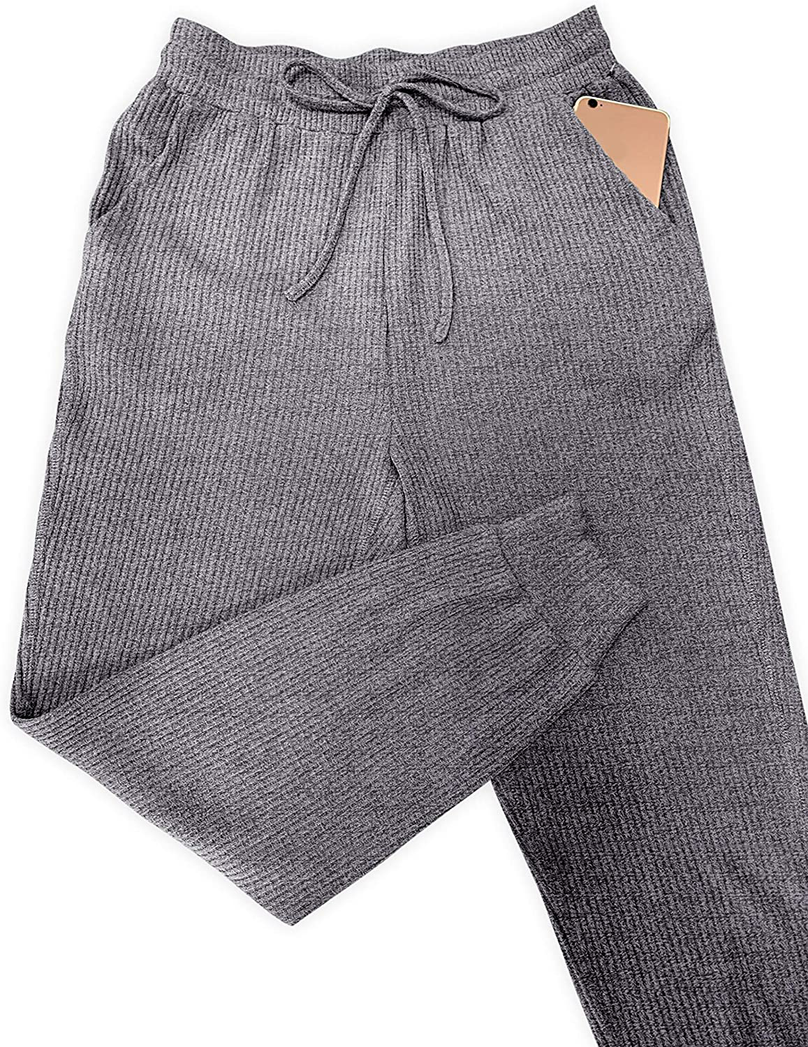 MIROL Women'S Active Drawstring Joggers Pants Elastic Waist Waffle Knit Trousers Athletic Solid Color Sweatpants Apparel & Accessories > Clothing > Activewear Kylie Max