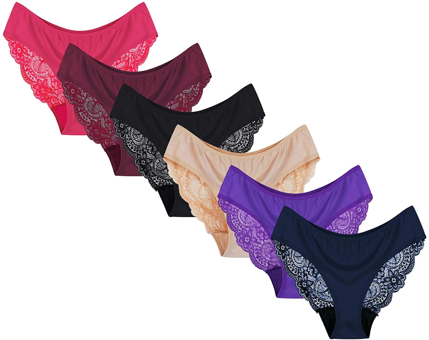 Sunm Boutique Womens Underwear Invisible Seamless Bikini Lace Underwear Half Back Coverage Panties Apparel & Accessories > Clothing > Underwear & Socks > Underwear Sunm Boutique Classic 6 Pack Small