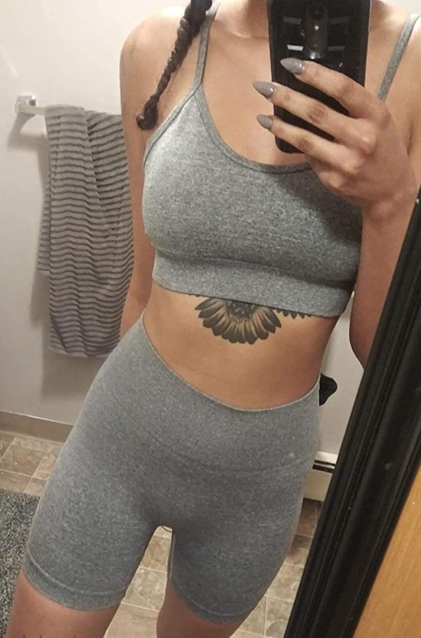 OQQ Yoga Outfit for Women Seamless 2 Piece Workout Gym High Waist Leggings with Sport Bra Set Apparel & Accessories > Clothing > Underwear & Socks > Lingerie HZSN