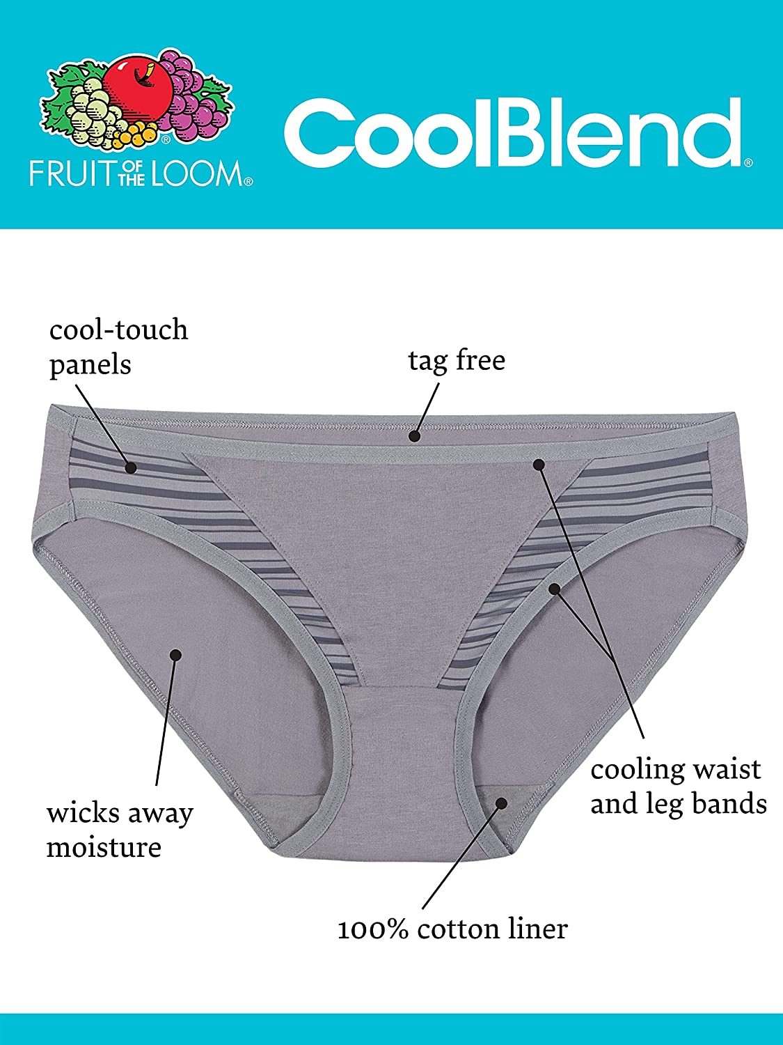 Fruit of the Loom Women'S Coolblend Moisture Wicking Panties Apparel & Accessories > Clothing > Underwear & Socks > Underwear Fruit of the Loom