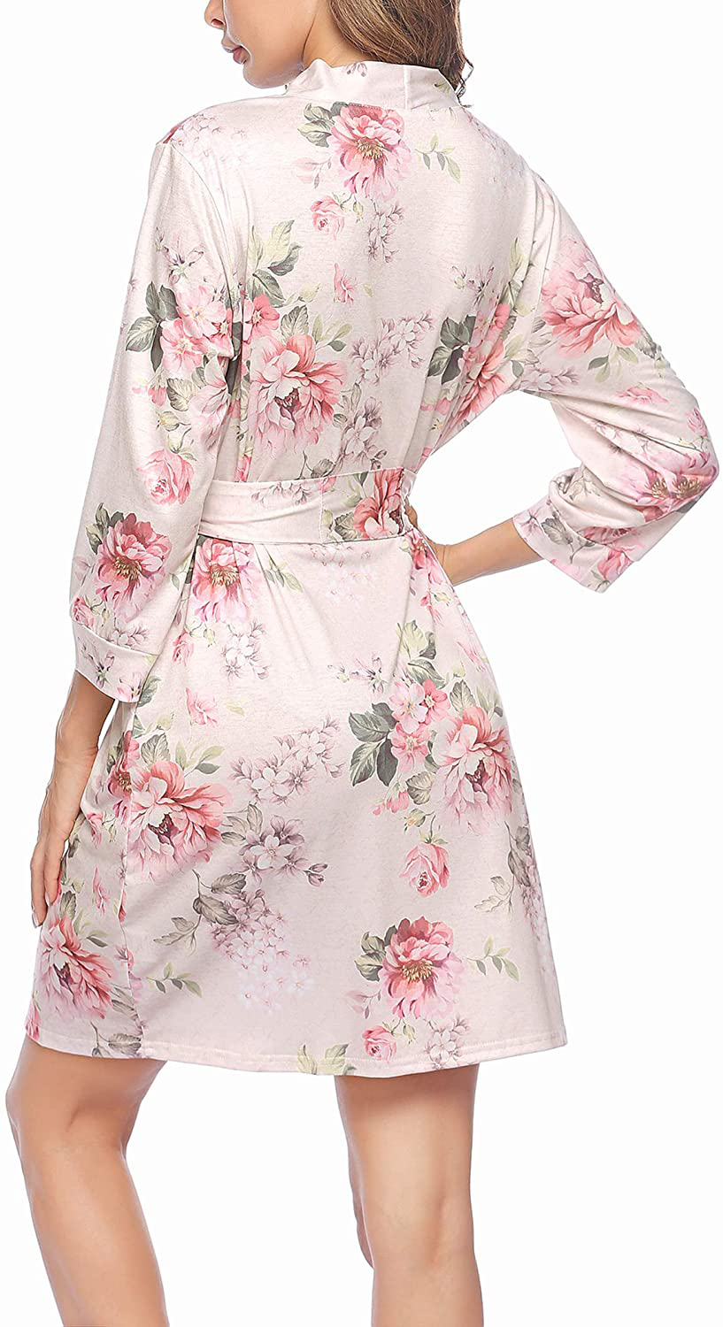 Hotouch Womens Robe Lightweight Kimono Robes Short Knit Bathrobe Soft Sleepwear Ladies Loungewear S-XXL Apparel & Accessories > Clothing > Sleepwear & Loungewear > Robes Hotouch
