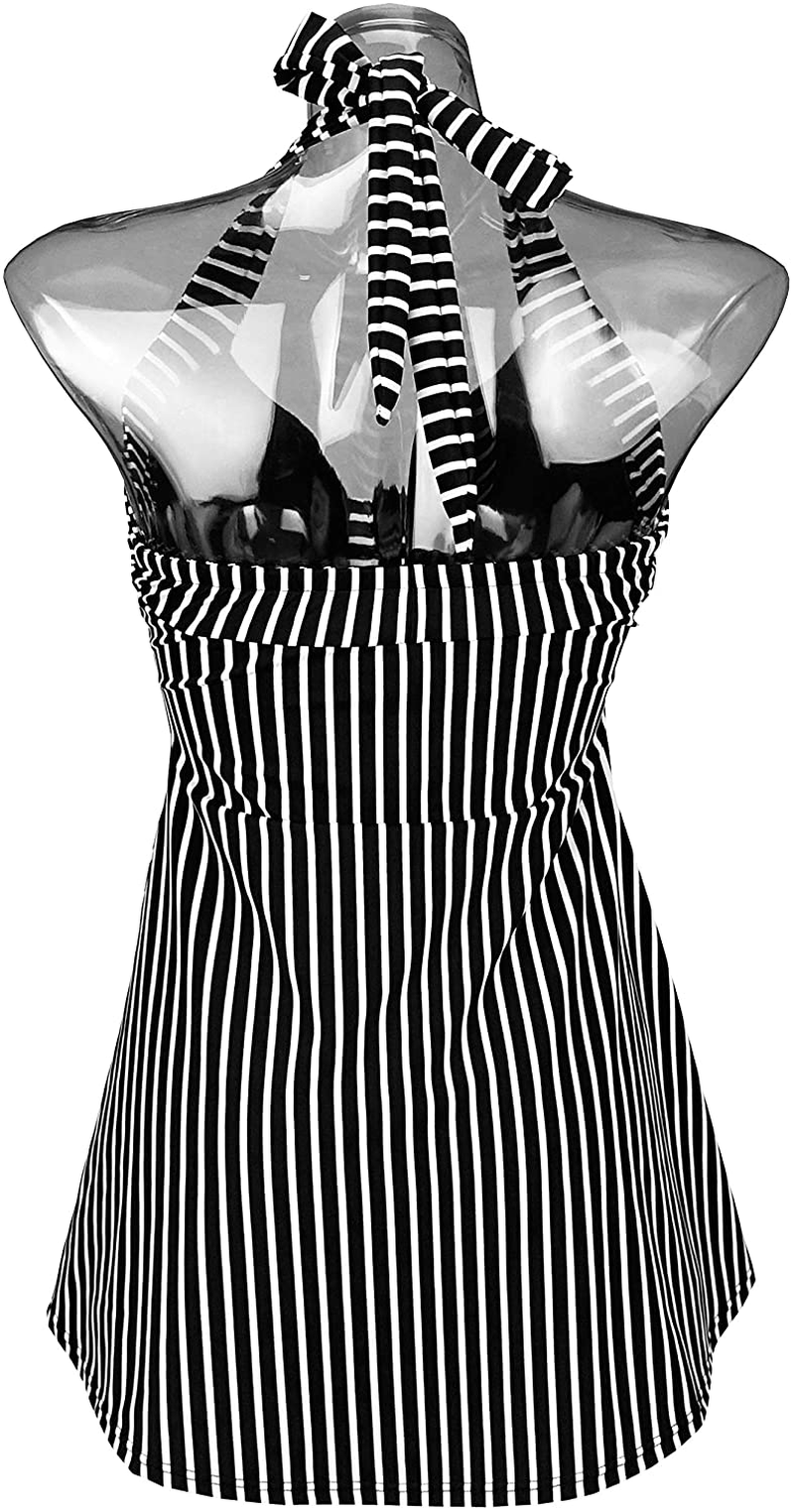 COCOSHIP Vintage Sailor Pin up Swimsuit Retro One Piece Skirtini Cover up Swimdress(Fba) Apparel & Accessories > Clothing > Swimwear Kylie Max