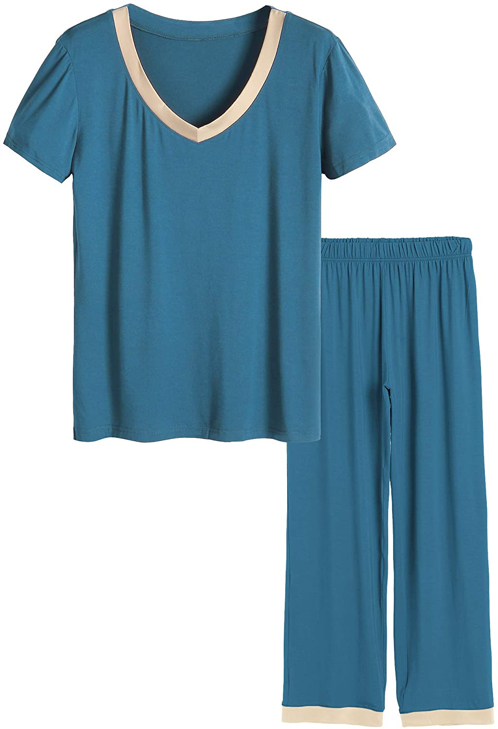 Latuza Women's V-neck Sleepwear Short Sleeves Top with Pants Pajama Set Apparel & Accessories > Clothing > Sleepwear & Loungewear > Pajamas Latuza Teal 4X-Large Plus