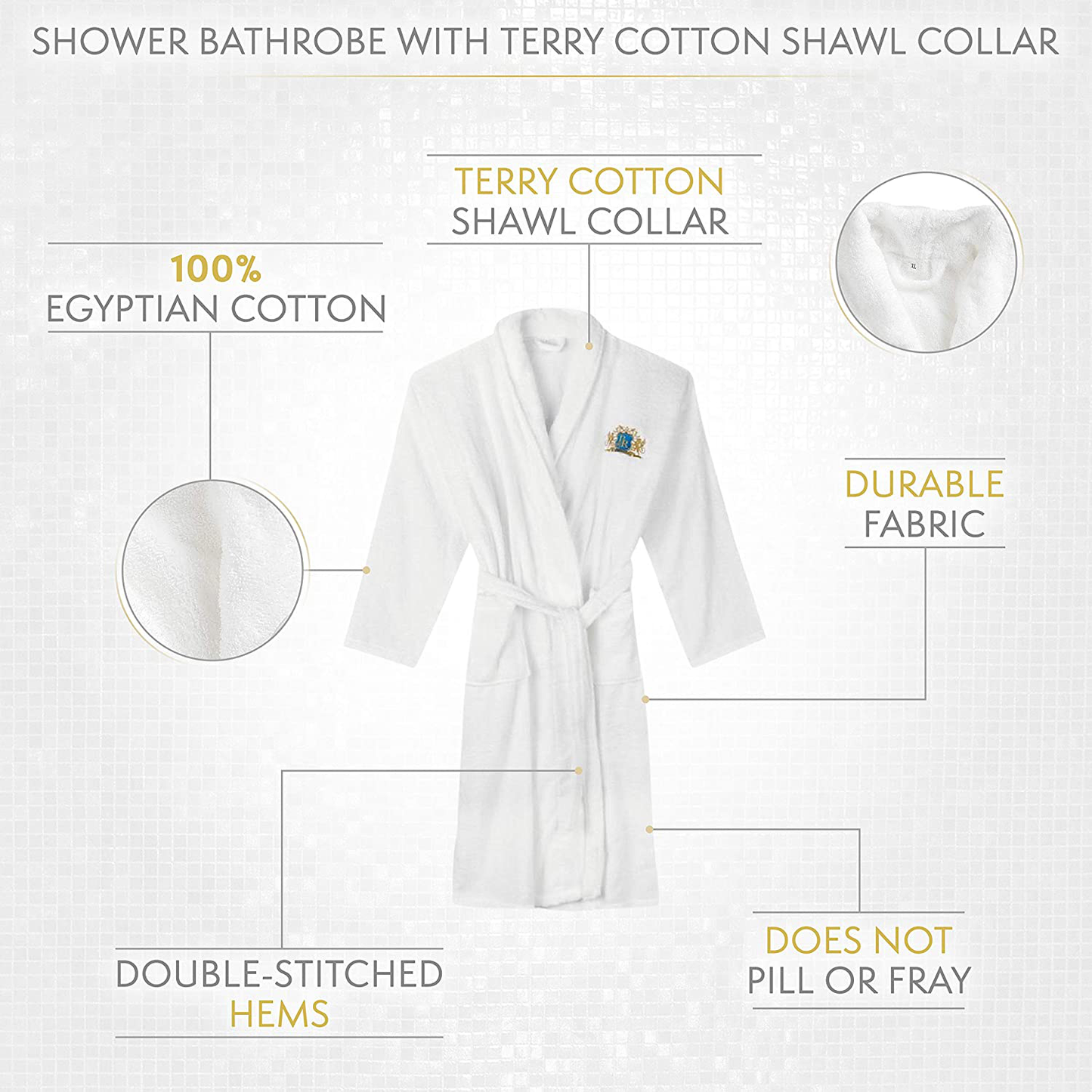 Baroque Royal Men'S 100% Egyptian Terry Shawl Collar Cotton Self Tie Waist Bathrobes with Soft & Warm Slippers Apparel & Accessories > Clothing > Sleepwear & Loungewear > Robes Kylie Max