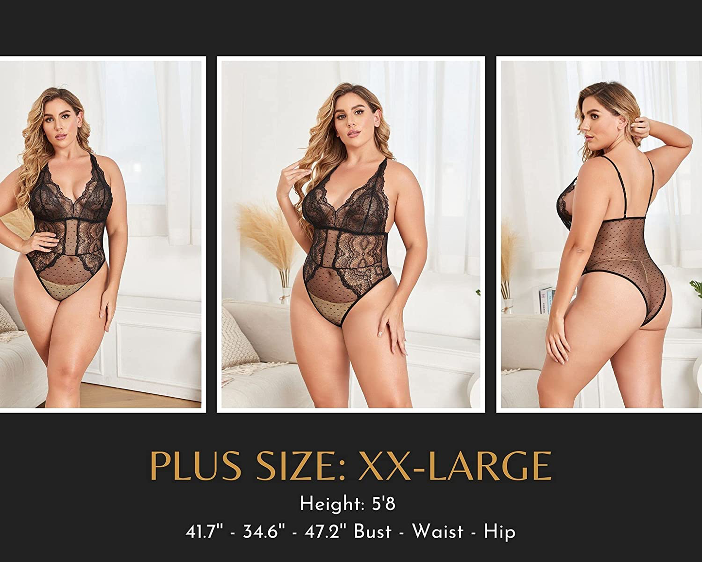 Garmol Women Lace Bodysuit Dobby Mesh Body Teddy Lingerie Apparel & Accessories > Clothing > Underwear & Socks > Lingerie Garmol