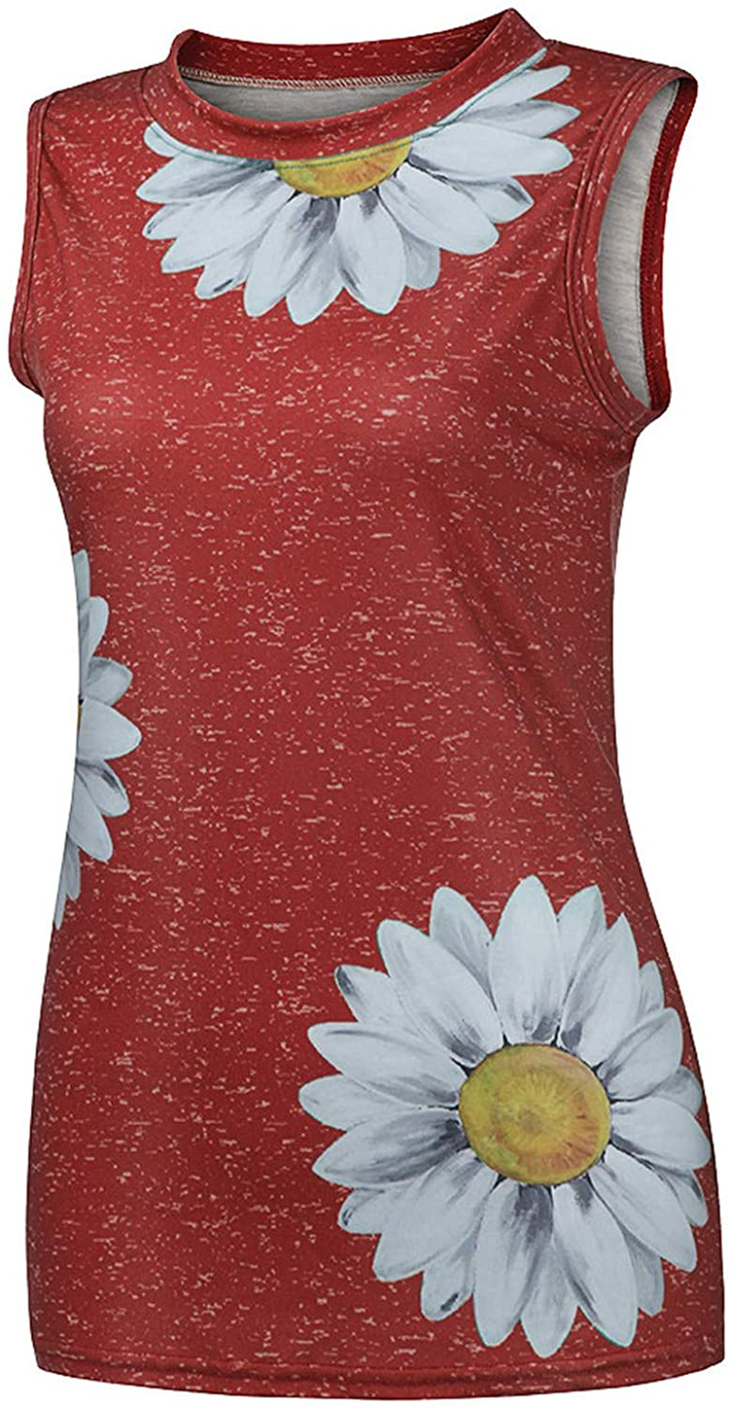 FABIURT Womens Tank Tops, Women Cute Sunflower Printed Vest Tshirt Sleeveless Workout Tunic Loose Casual Summer Tank Top Apparel & Accessories > Clothing > Activewear Kylie Max