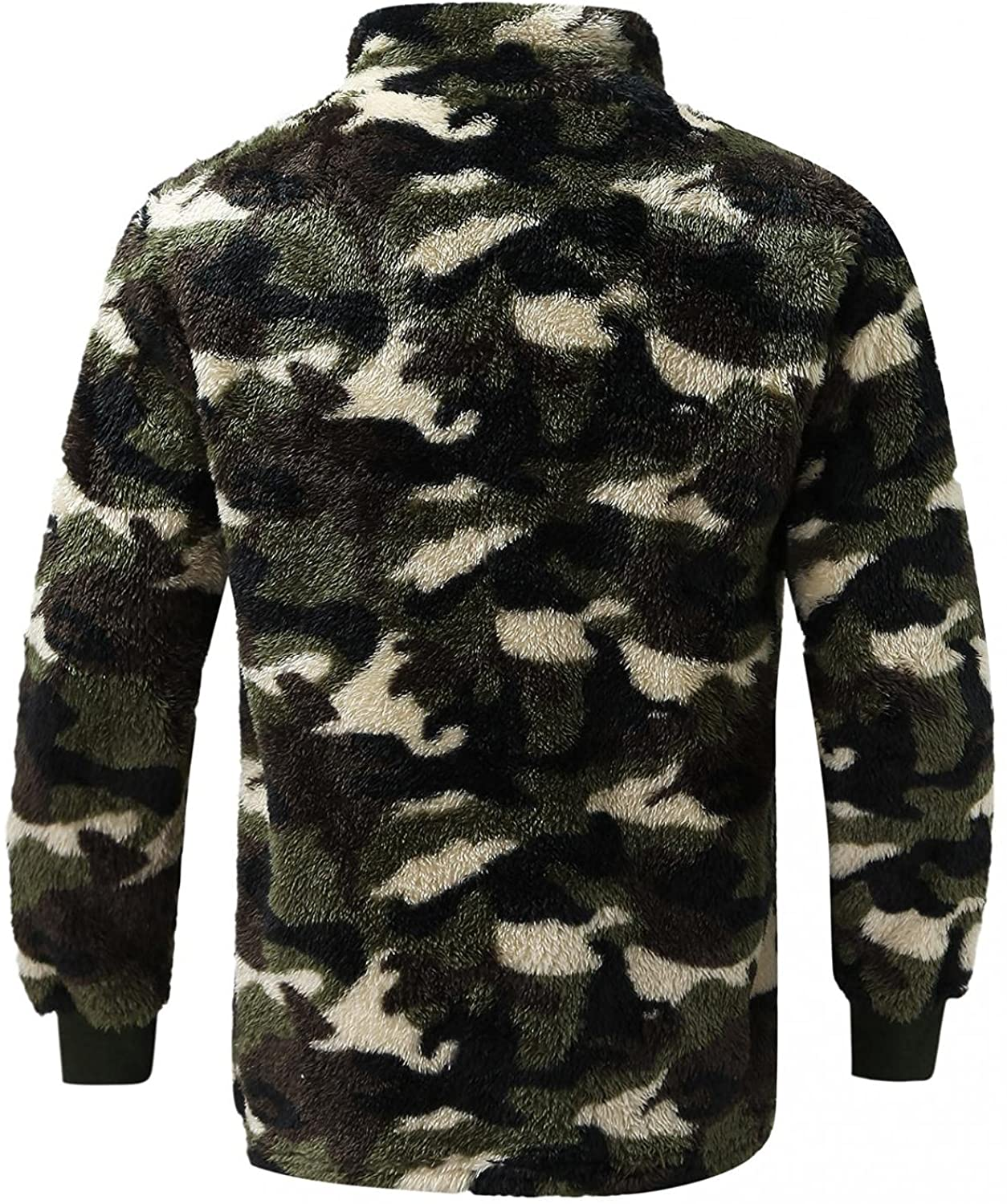 Merthy Mens Warm Camo Plush Henely Shirts Sherpa Fleece Jackets Long Sleeve Stand Collar Thermal Stylish Printed Outwear Apparel & Accessories > Clothing > Underwear & Socks > Shapewear Merthy