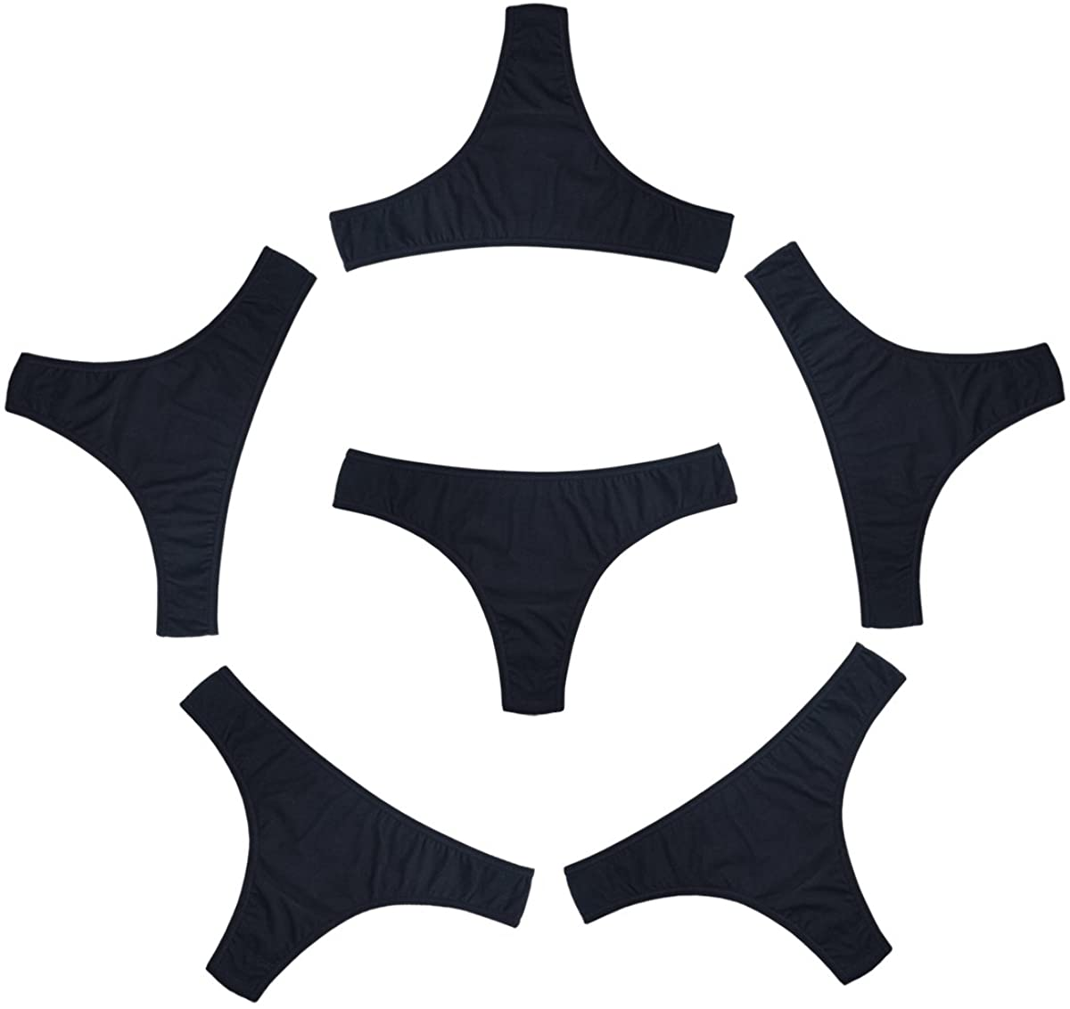 Knitlord 6 Pack Women'S Thongs Underwear Cotton Breathable Panties Hipster Bikini Apparel & Accessories > Clothing > Underwear & Socks > Underwear KNITLORD Black 6pk Medium