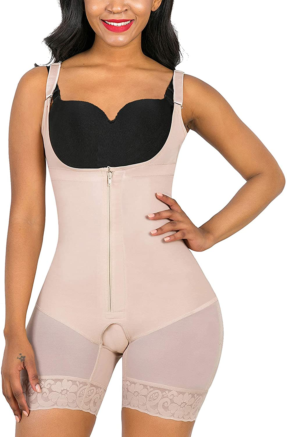 SHAPERX Shapewear for Women Tummy Control Fajas Full Body Shaper Butt Lifter Thigh Slimmer Shorts Apparel & Accessories > Clothing > Underwear & Socks > Shapewear SHAPERX Beige Small