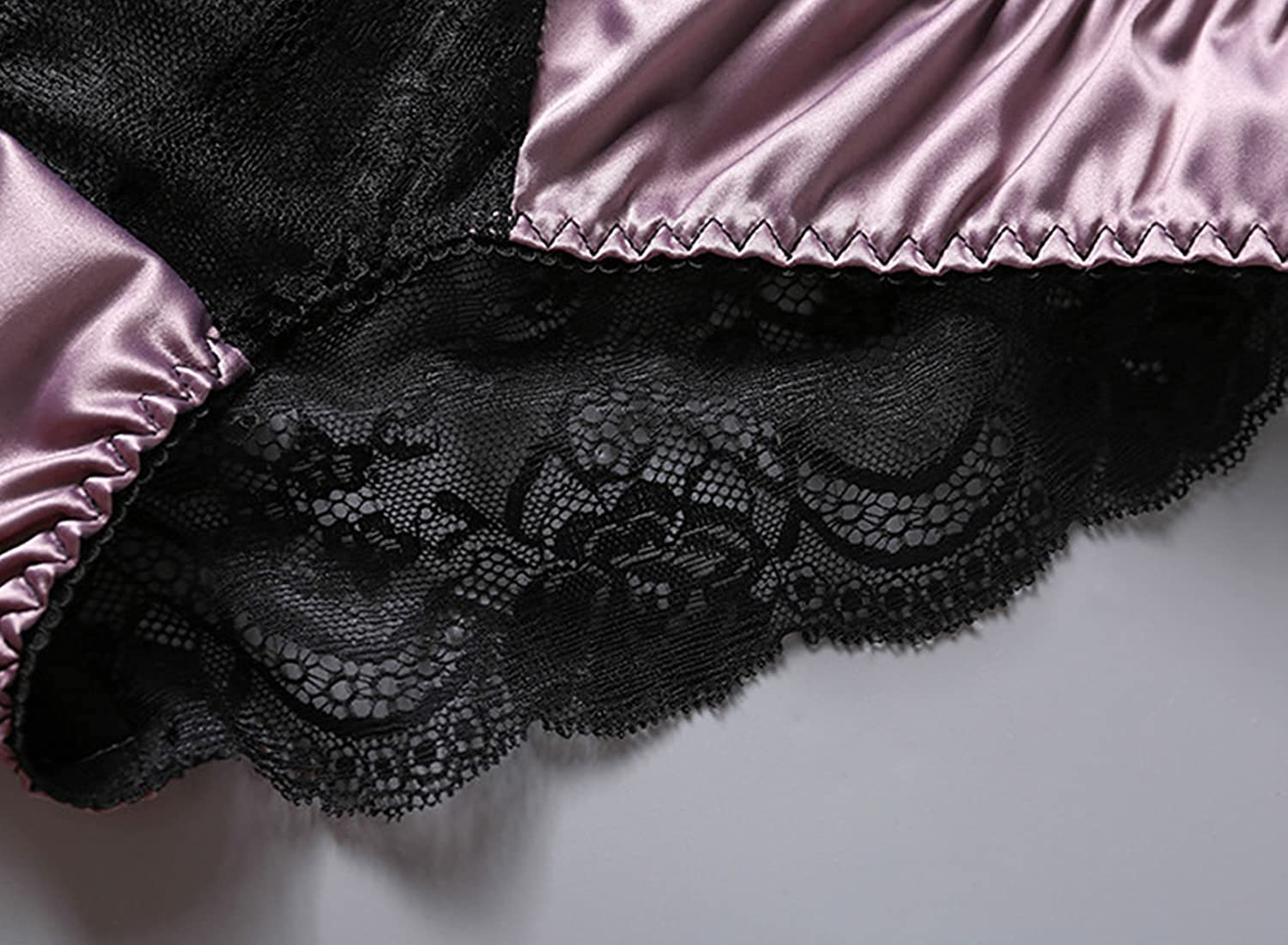 Satin Elegant Sleepwear Sets for Women V Neck Sexy Cami Top and Shorts Lace Trim Nightwear Silk Pajama Set Lingeries Apparel & Accessories > Clothing > Sleepwear & Loungewear Kylie Max