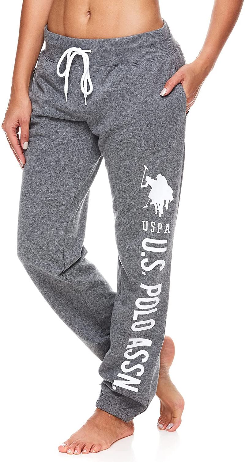 U.S. Polo Assn. Essentials Womens Sweatpants with Pockets - French Terry Jogger Sweats Apparel & Accessories > Clothing > Underwear & Socks > Underwear U.S. Polo Assn. Charcoal Heather Large