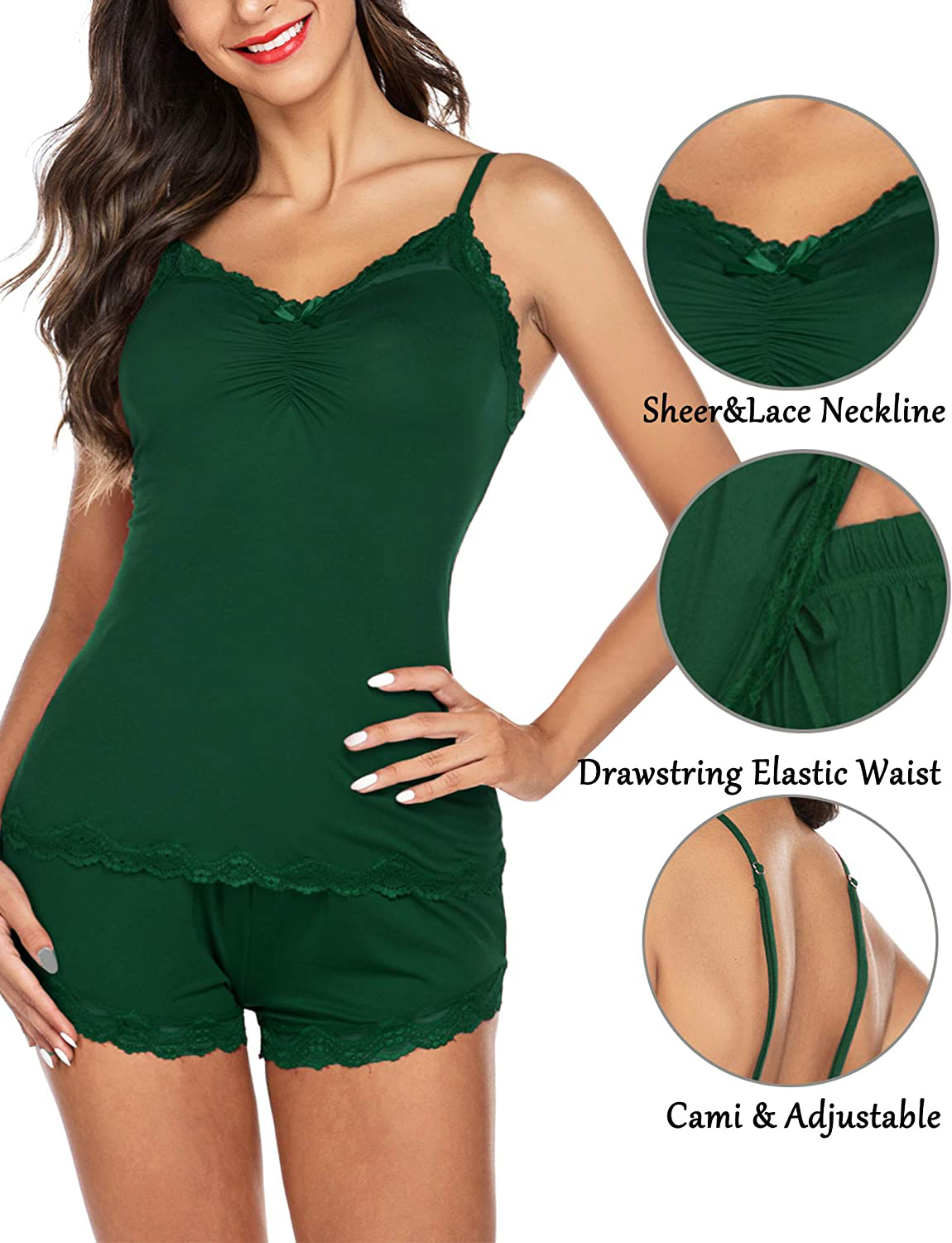 Avidlove Sexy Pajamas for Women Lace Cami PJ Set Two Piece Sleep Set with Shorts Apparel & Accessories > Clothing > Sleepwear & Loungewear Kylie Max