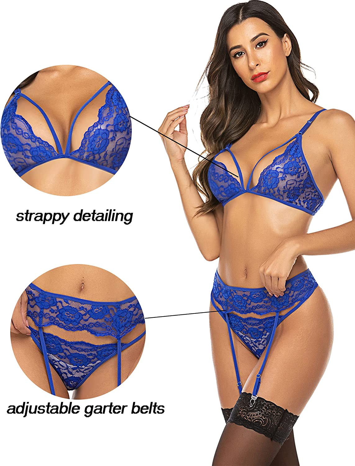 Avidlove Sexy Lingerie for Women Lingerie Set with Garter Belts Lace Teddy Babydoll Bodysuit Nightwear Outfit Apparel & Accessories > Clothing > Underwear & Socks > Lingerie Avidlove