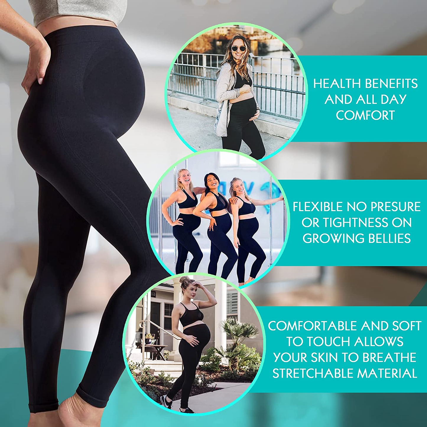 Maternity Leggings Active Wear over the Bump Pants Pregnancy Shaping over the Belly Postpartum Breastfeeding Apparel & Accessories > Clothing > Underwear & Socks > Shapewear Terramed Just Think Comfort