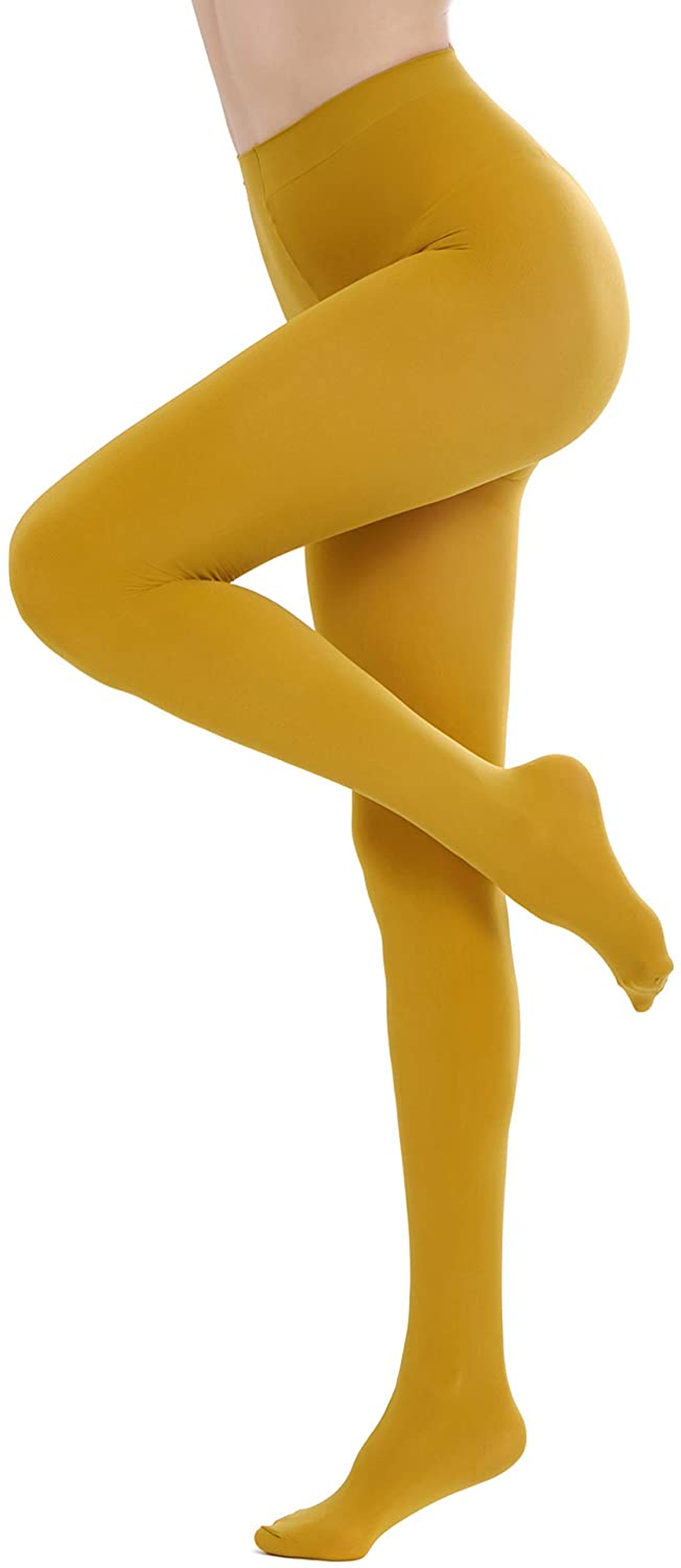 Cozywow Run Resistant 80D Soft Solid Color Semi Opaque Footed Tights High Waist Apparel & Accessories > Clothing > Underwear & Socks > Shapewear CozyWow Goldenrod X-Small