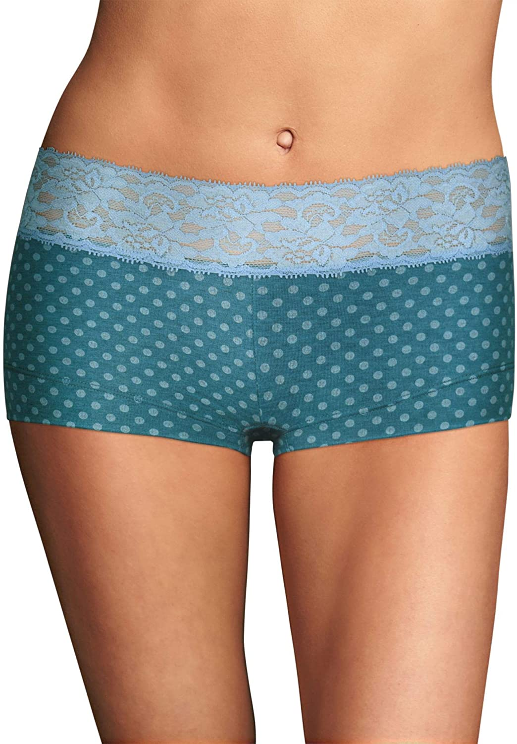 Maidenform Women'S Dream Cotton with Lace Boyshort Apparel & Accessories > Clothing > Underwear & Socks > Underwear Maidenform Artesian Blue 7