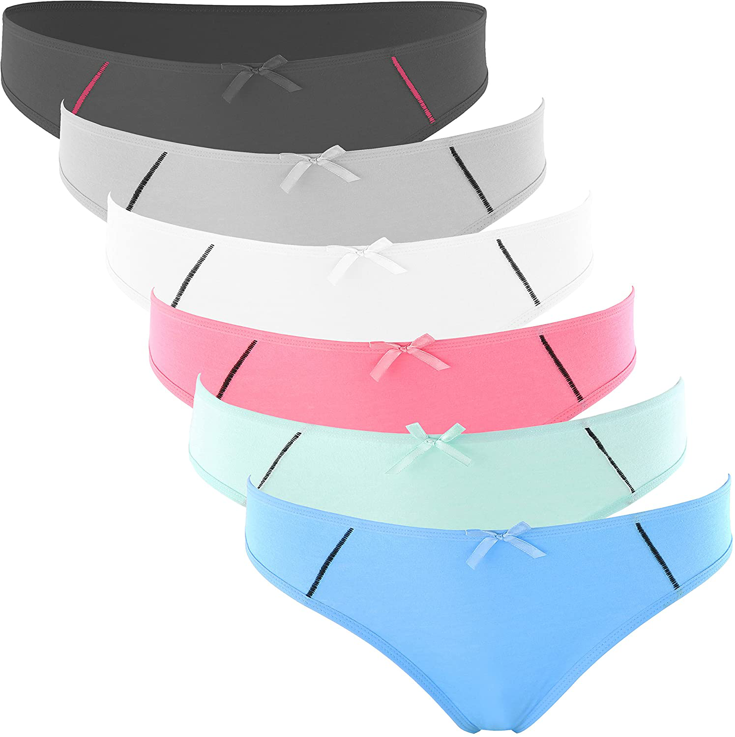 ELACUCOS 6 Pack Women's Thongs Cotton Breathable Panties Bikini Underwear Apparel & Accessories > Clothing > Underwear & Socks > Underwear ELACUCOS