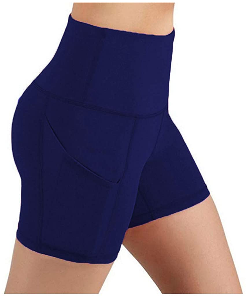 Burband Womens High Waist Bike Shorts Tummy Control Workout Yoga Pants Running Exercise Running Shorts with Side Pockets Apparel & Accessories > Clothing > Underwear & Socks > Shapewear Burband
