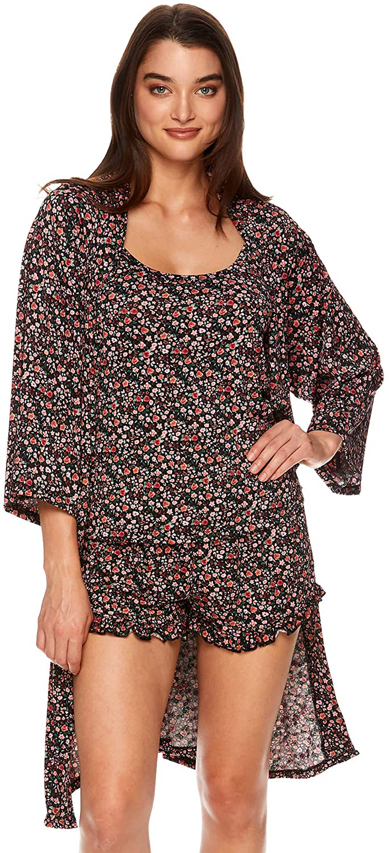 Nanette Lepore Womens 3-Piece Pajamas – Printed Cami and Short Pajama Set for Women with Matching Robe Apparel & Accessories > Clothing > Sleepwear & Loungewear Kylie Max