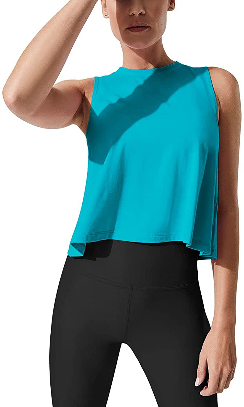 Mippo Crop Tops for Women Womens Workout Tops Flowy Cropped Tank Tops Athletic Shirts Apparel & Accessories > Clothing > Activewear Kylie Max