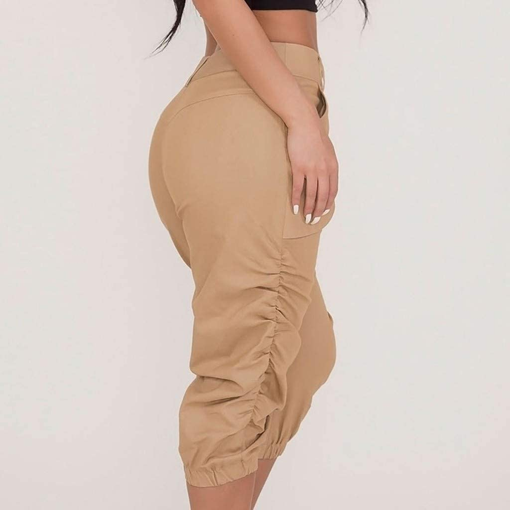 Burband Womens Jersey Capris Cargo Sweatpants Drawstring Waist Cropped Jogger Athletic Sports Gym Pants with Side Pockets Apparel & Accessories > Clothing > Underwear & Socks > Shapewear Burband