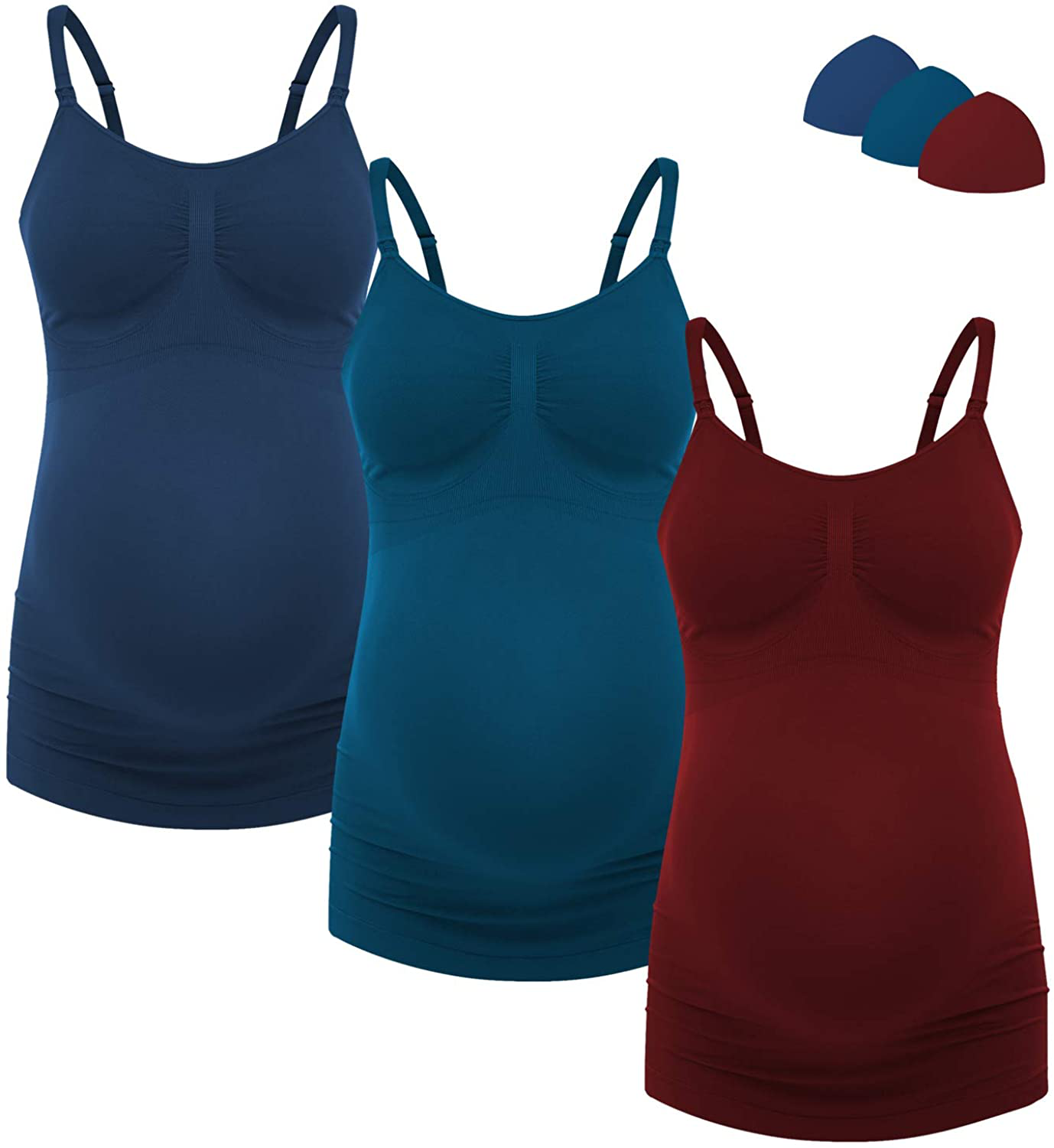 HOFISH Women'S Breast Feeding Tops,Maternity Nursing Cami with Build in Shelf Bra 3Pack Apparel & Accessories > Clothing > Activewear Kylie Max