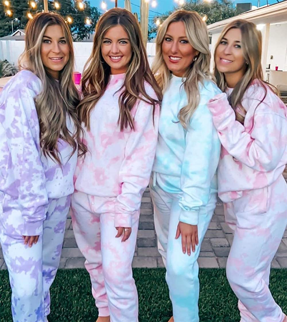 KIRUNDO Women’s Tie Dye Pajamas Set Long Sleeves Jogger PJ Sets Two Pieces Round Neck Loungewear Nightwear Sleepwear Apparel & Accessories > Clothing > Sleepwear & Loungewear > Pajamas KIRUNDO