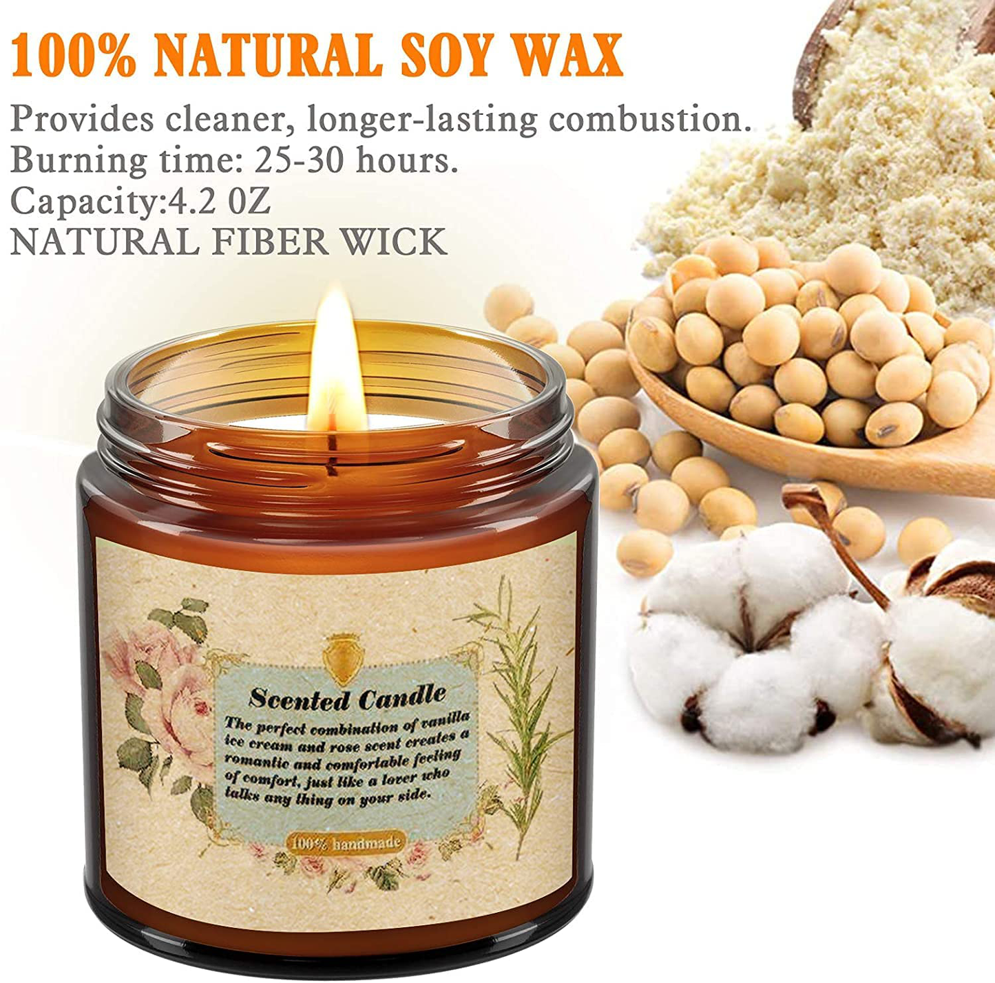 Candles for Home Scented, Aromatherapy Candle Gift Set for Women, Soy Wax Long Lasting Amber Jar Candle for Birthday Mother Present, Juniper and Lavender,Rose and Vanilla, 2Pack(4.2oz ) Arts & Entertainment > Party & Celebration > Gift Giving SGETOP