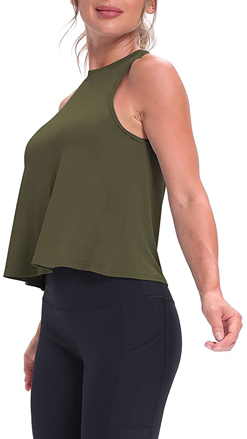 Mippo Crop Tops for Women Womens Workout Tops Flowy Cropped Tank Tops Athletic Shirts Apparel & Accessories > Clothing > Activewear Kylie Max