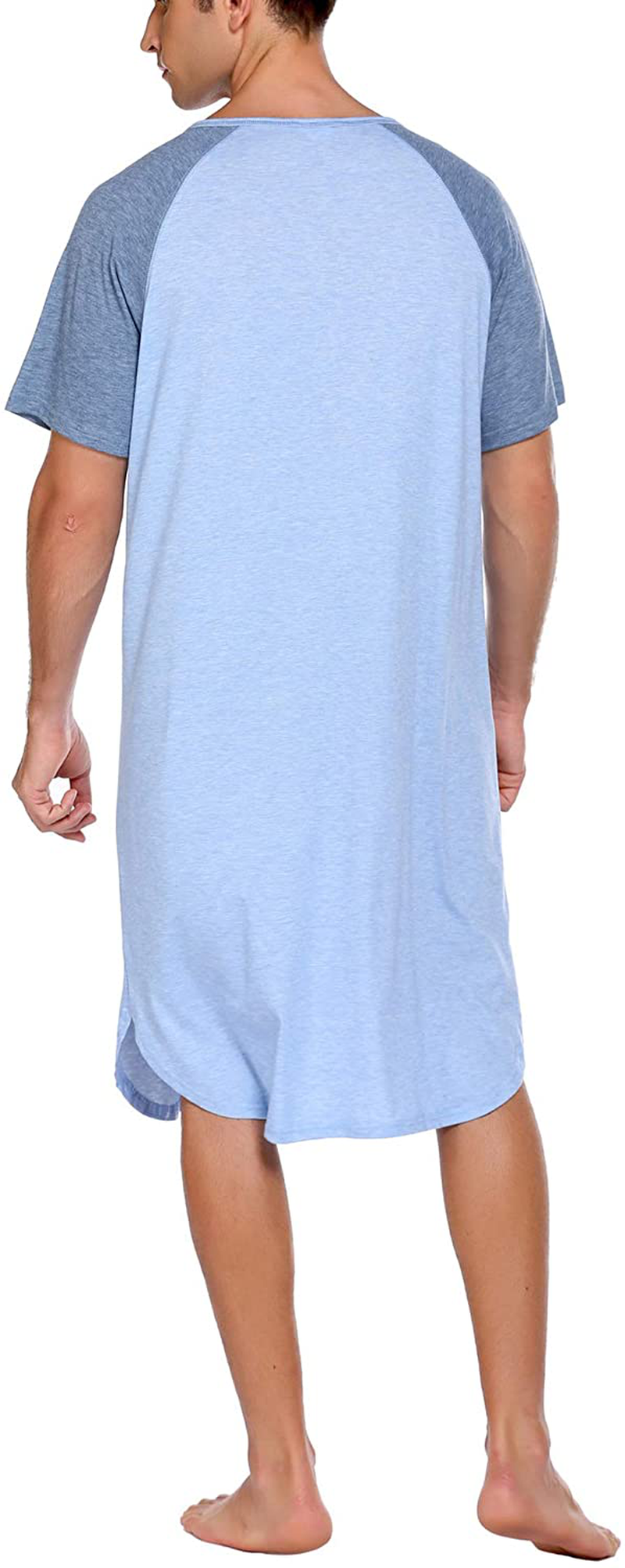 Ekouaer Sleepwear Men'S Nightshirt Short Sleeve Pajamas Comfy Big & Tall Henley Sleep Shirt M-XXXL Apparel & Accessories > Clothing > Sleepwear & Loungewear > Nightgowns Kylie Max
